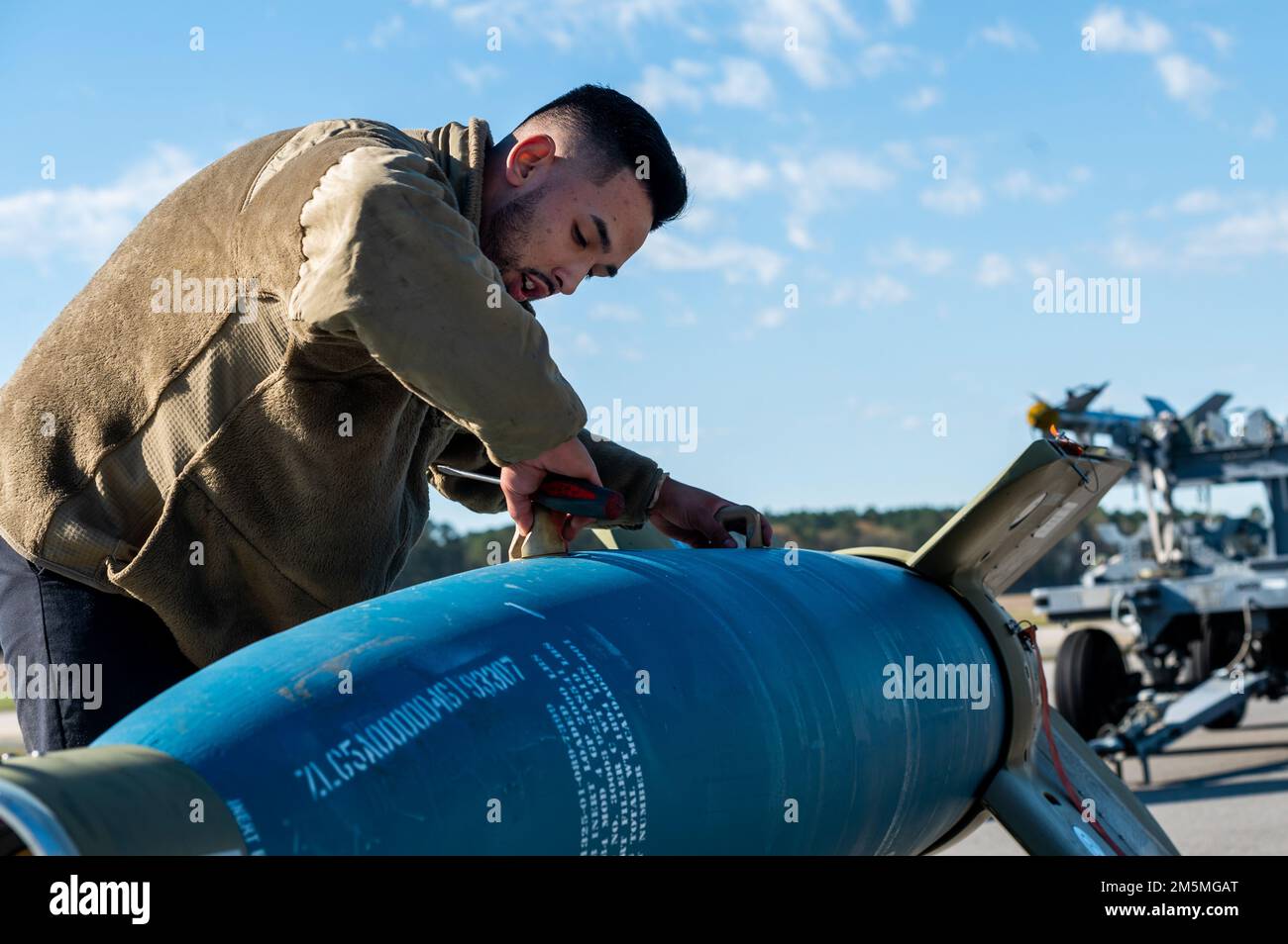An ammunition specialist assigned to the 4th Munitions Squadron