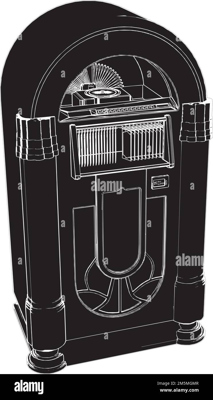 Jukebox Game Machine Vector. Illustration On White Background. A vector illustration Of A Jukebox Game Machine. Stock Vector