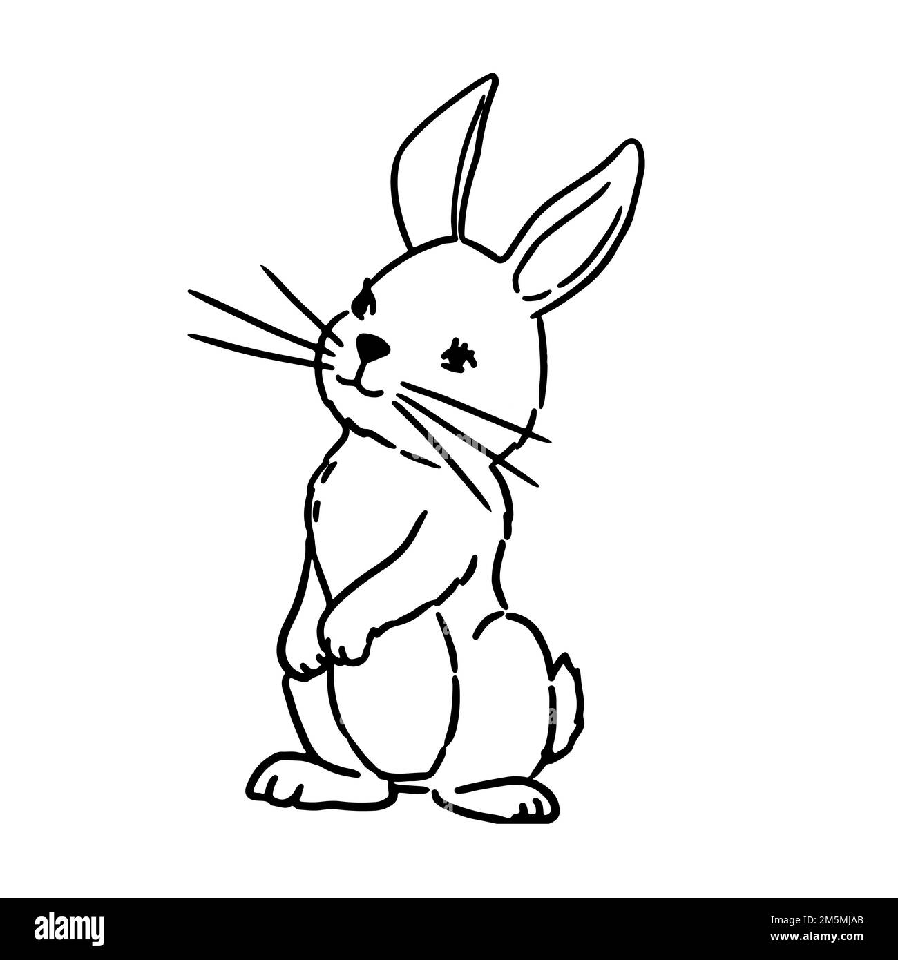 Vector coloring book illustration. Cute Hand Drawn Bunny isolatet on wite background Stock Vector