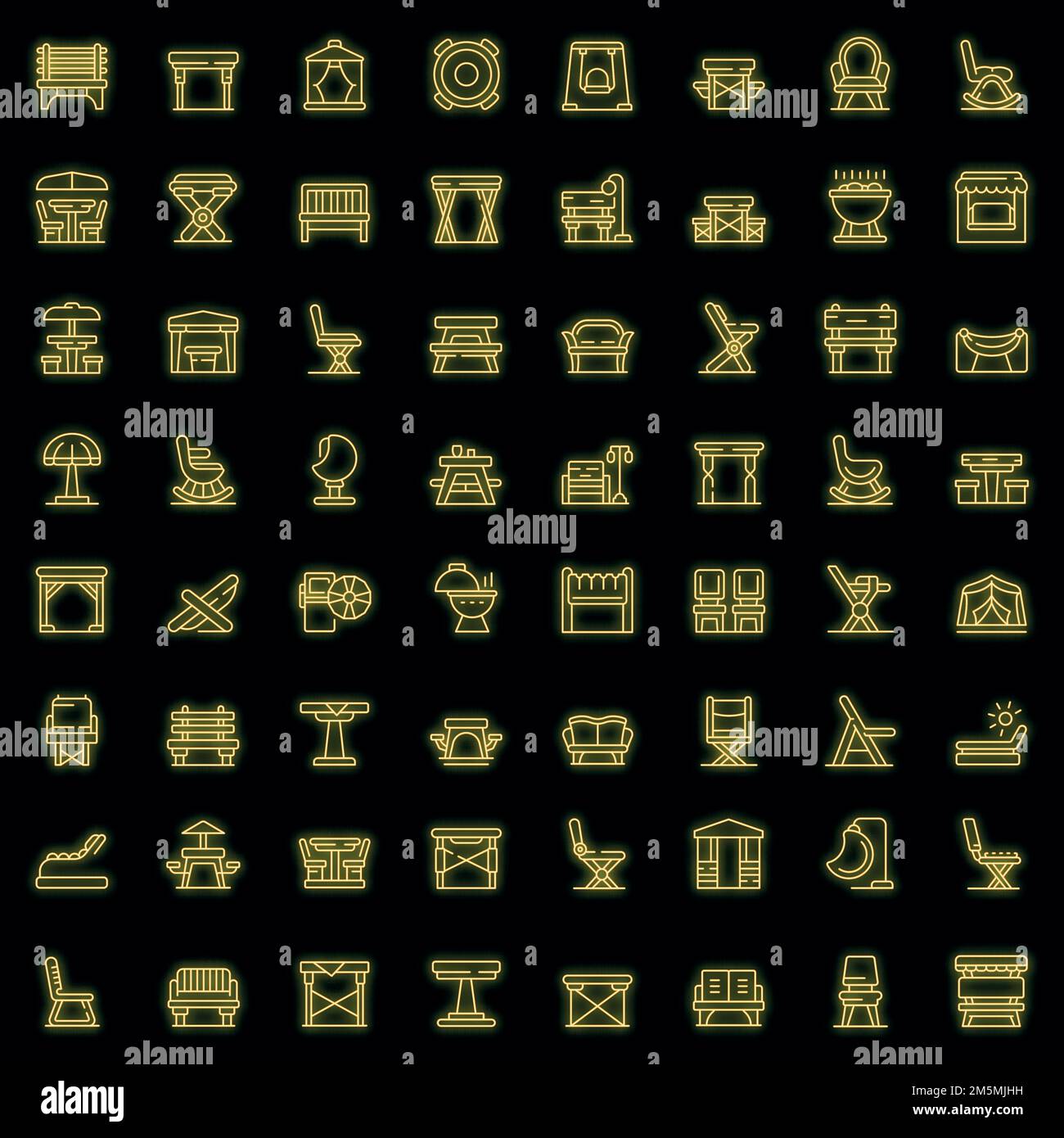 Outdoor furniture icons set outline vector. Garden deck. Patio table