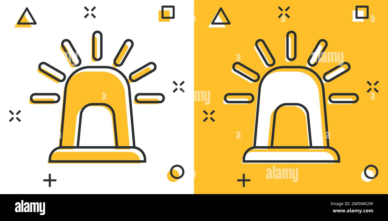 Emergency alarm icon in comic style. Alert lamp cartoon vector ...