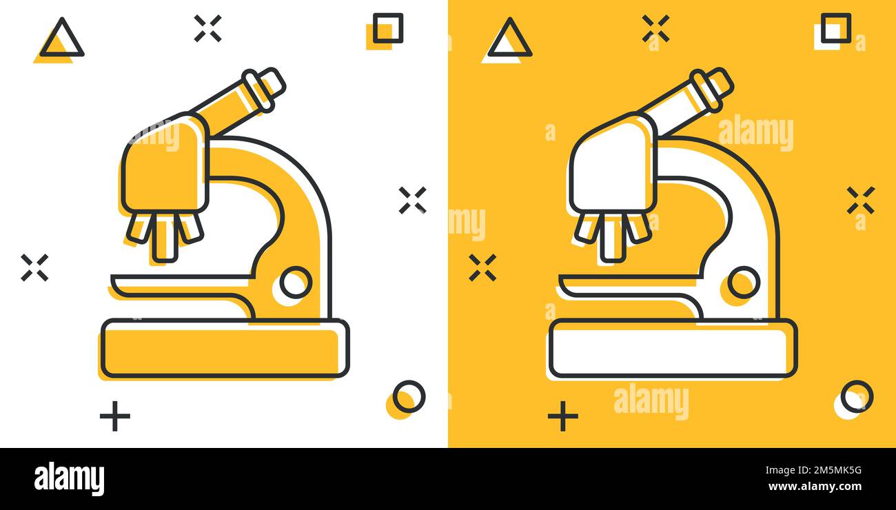 Microscope icon in comic style. Laboratory magnifier cartoon vector ...