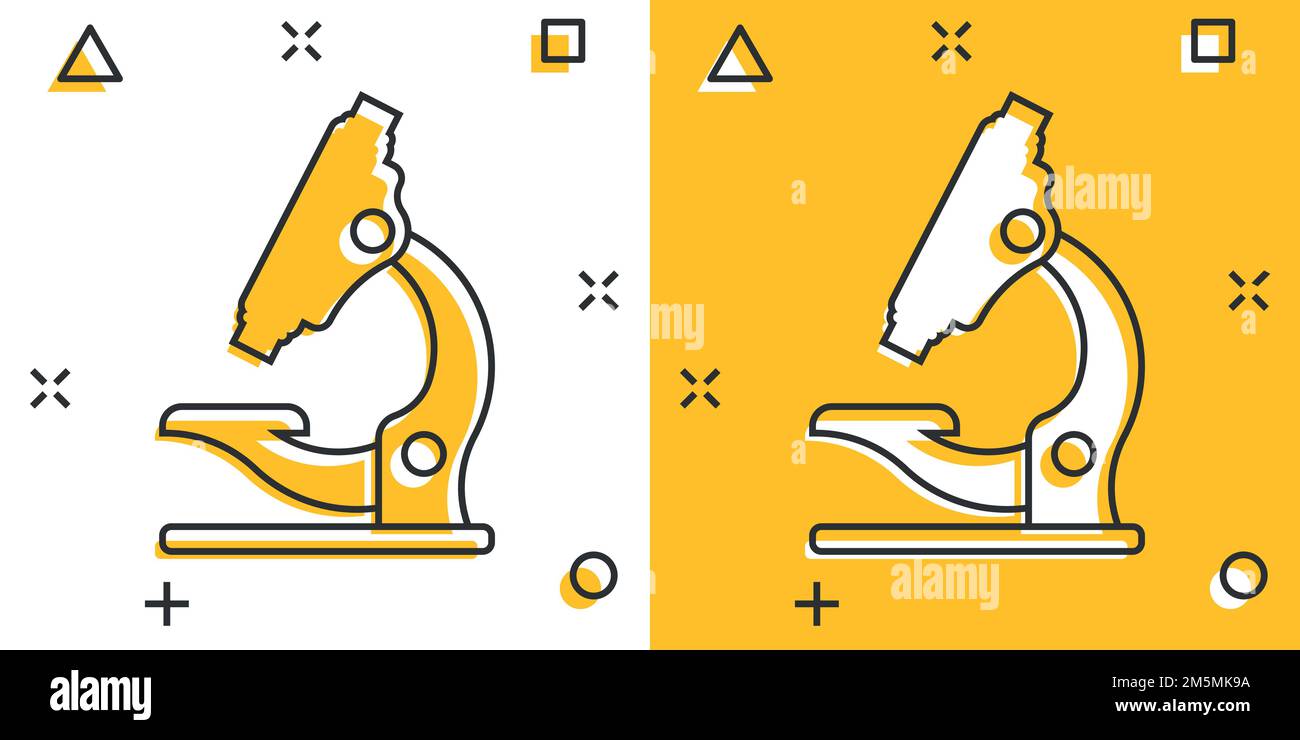 Microscope icon in comic style. Laboratory magnifier cartoon vector ...