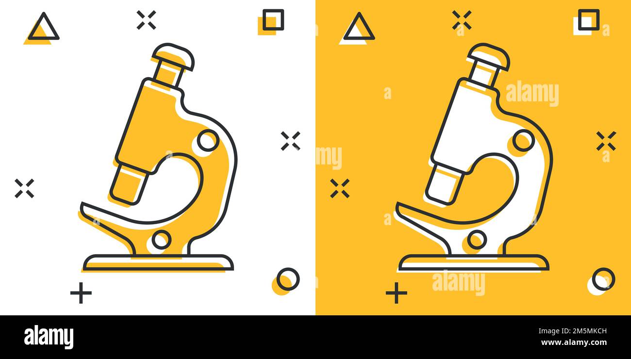 Microscope icon in comic style. Laboratory magnifier cartoon vector ...