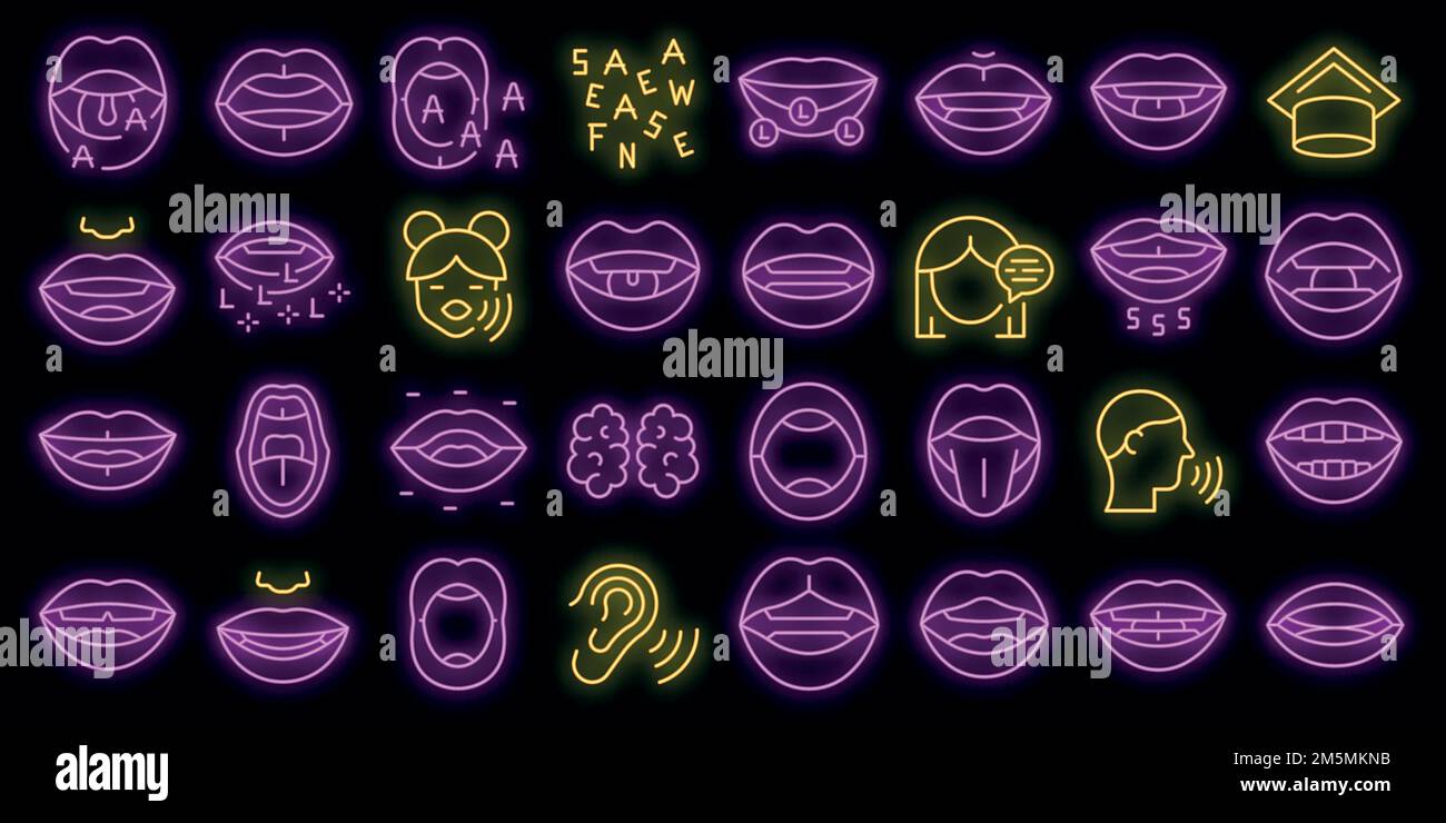 Articulation icons set outline vector. Childhood development. Education