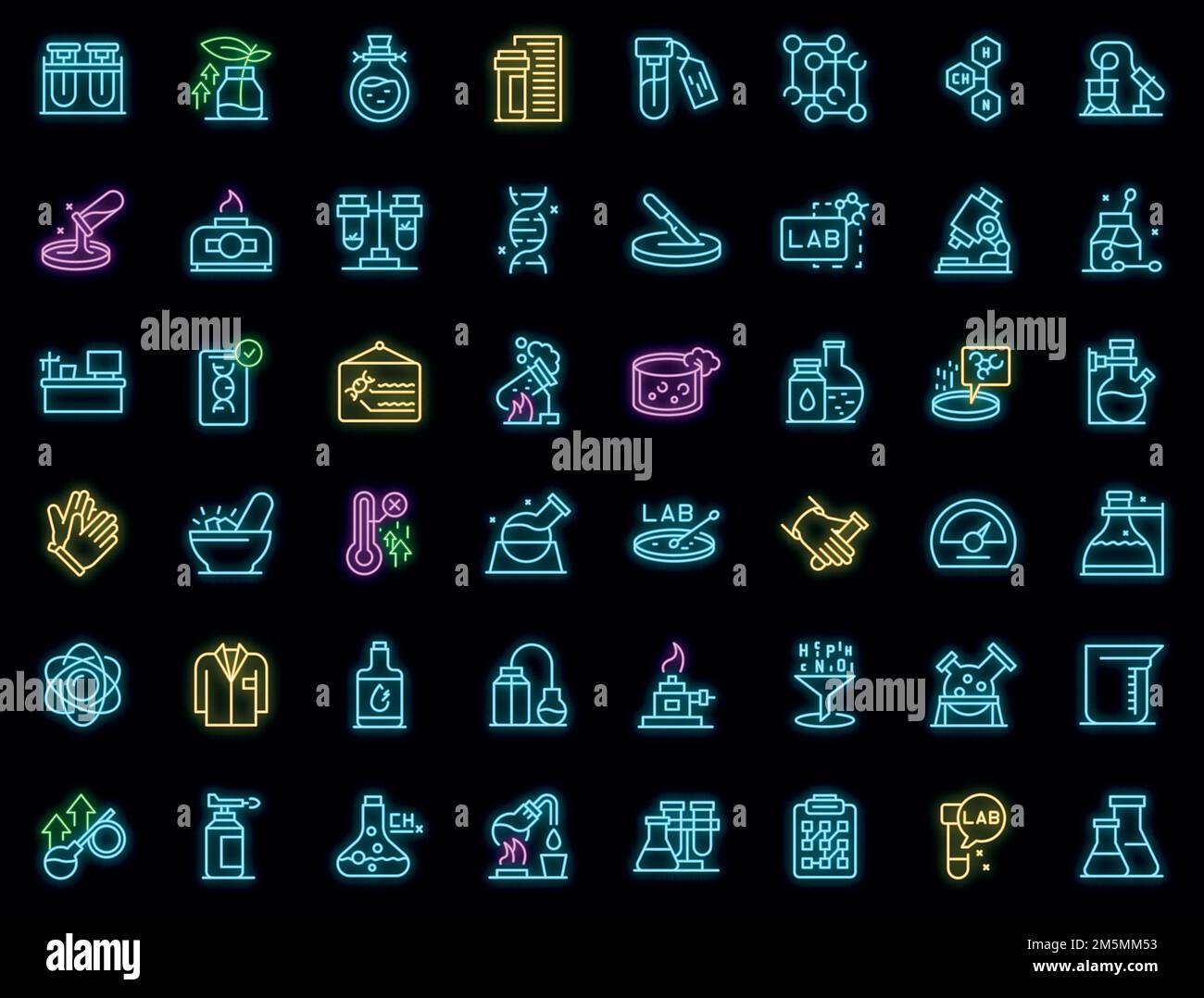 Laboratory research icons set outline vector. Dna science. Microscope ...