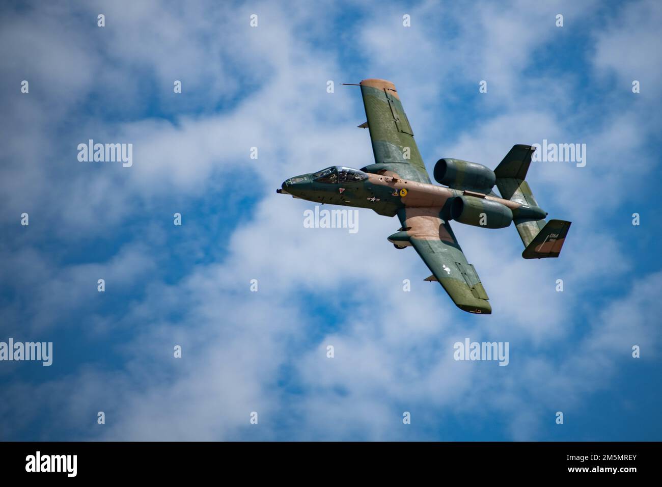 The Air Combat Command A-10C Thunderbolt II Demonstration Team flies during the Wings Over Columbus 2022 Airshow March 27, 2022, on Columbus Air Force Base, Miss. The A-10 is the Air Force's premier close air support aircraft, providing invaluable protection to troops on the ground. Stock Photo