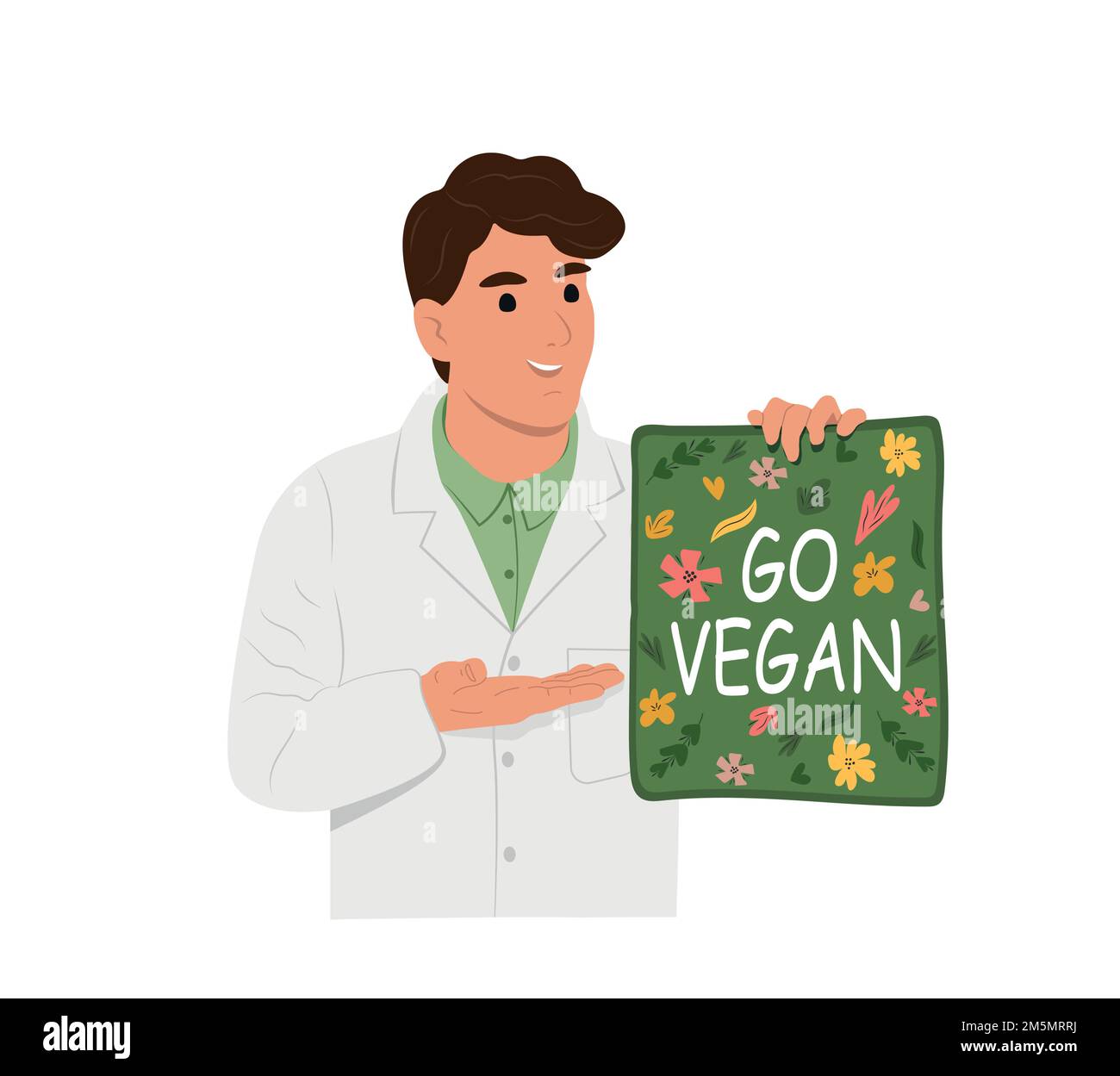 Presentation of the vegan diet month in January called Veganuary Stock