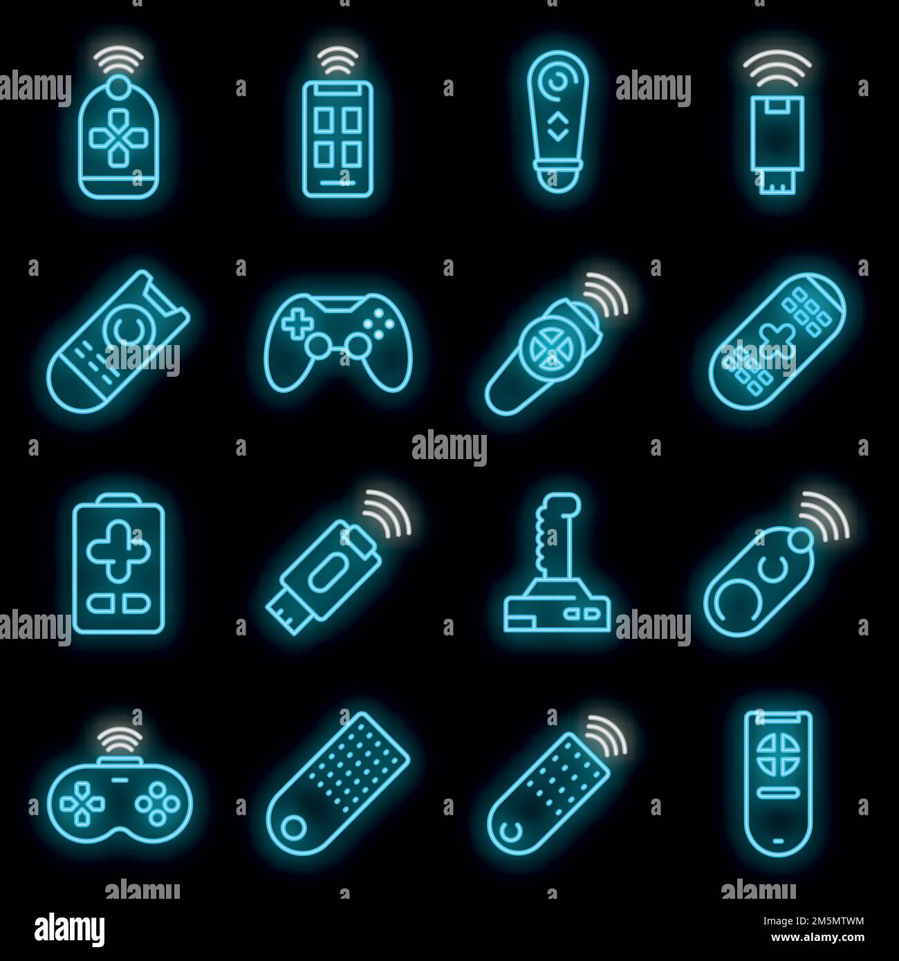 Remote control icons set. Outline set of remote control vector icons