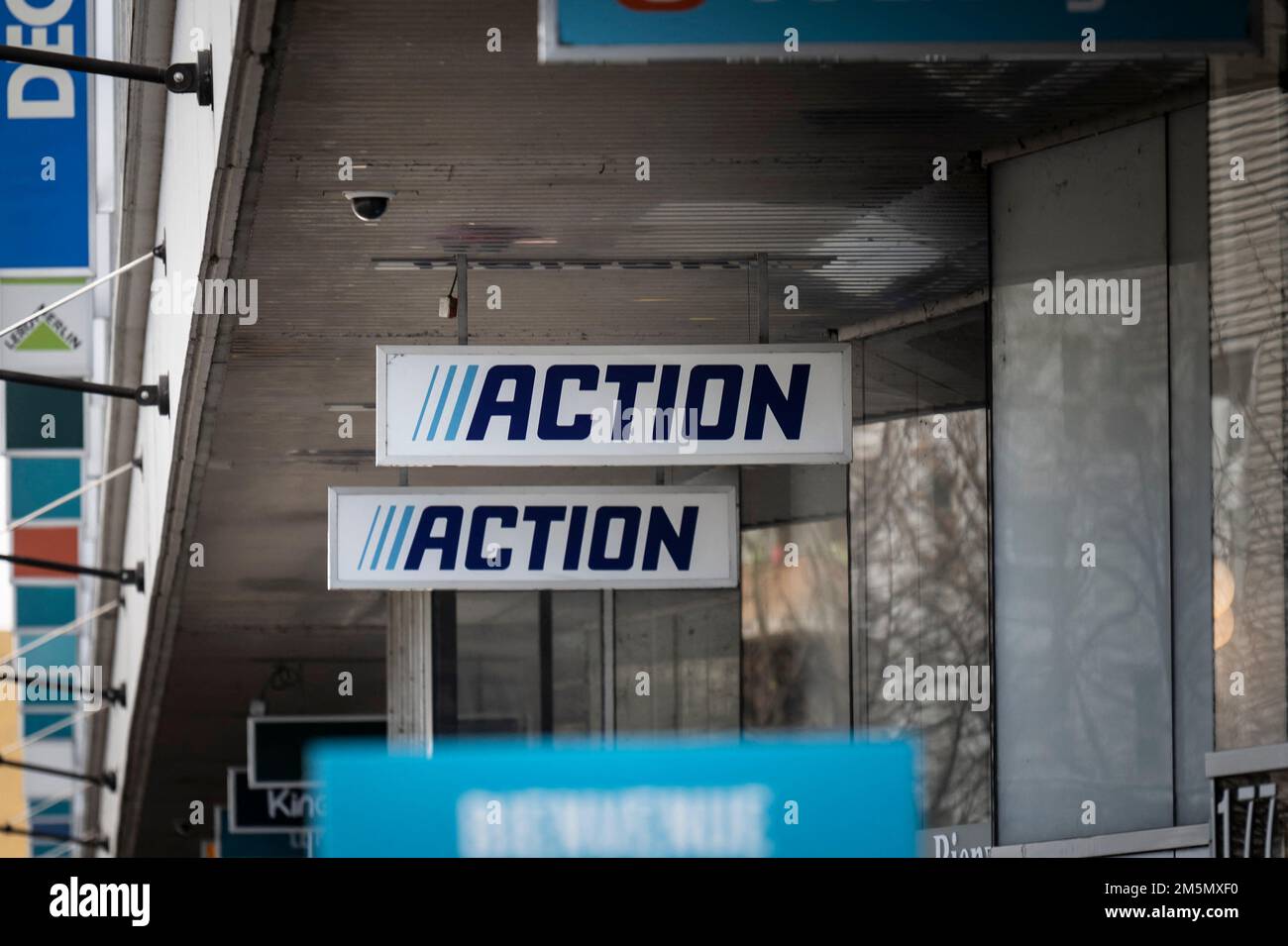 An outside view of a supermarket of Dutch hard-discount chain Action on ...