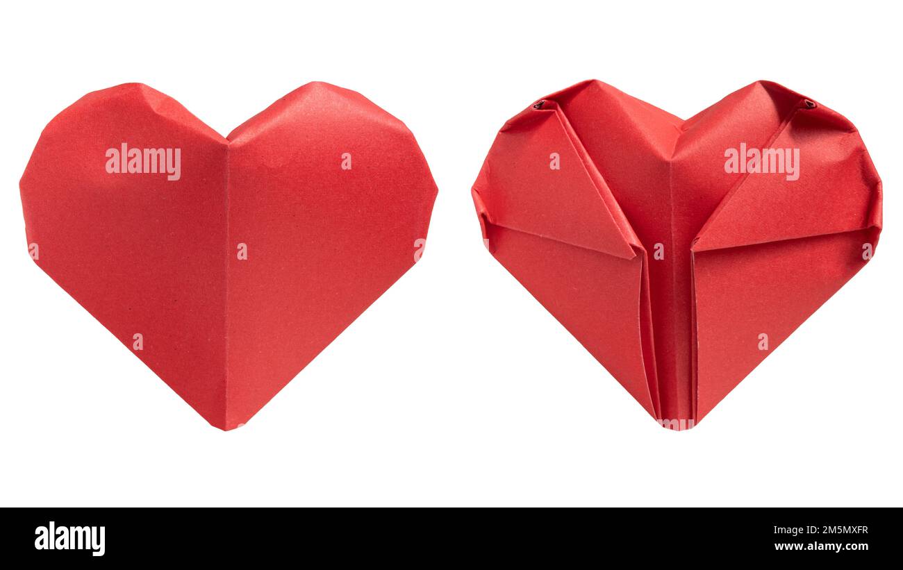 Heart paper folded from red paper with clipping path Stock Photo Alamy