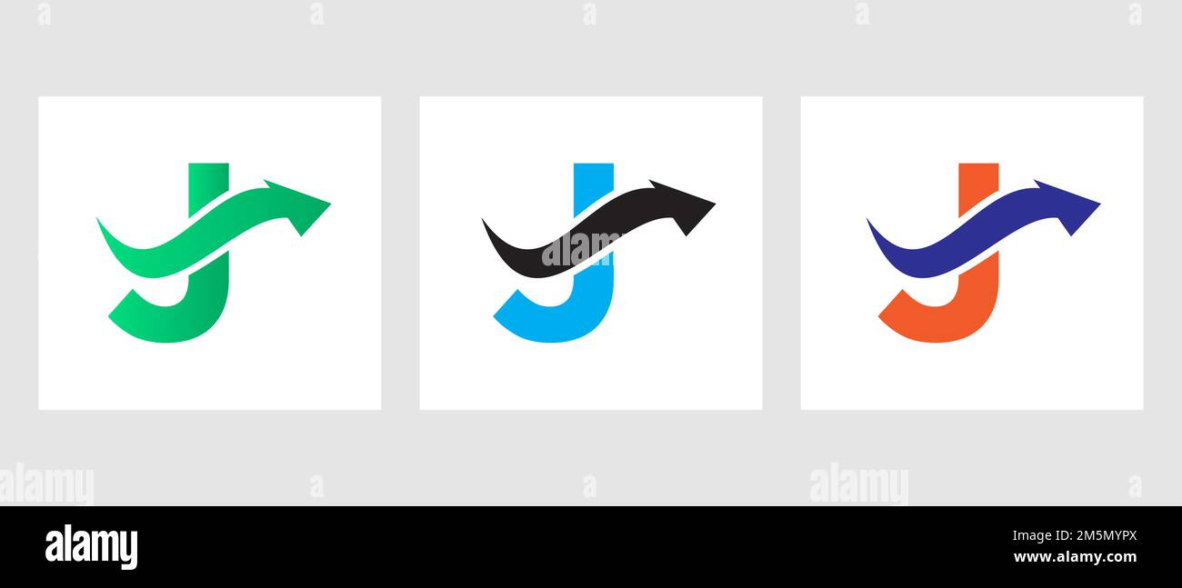 Letter J Finance Logo Concept With Growth Arrow Symbol Stock Vector