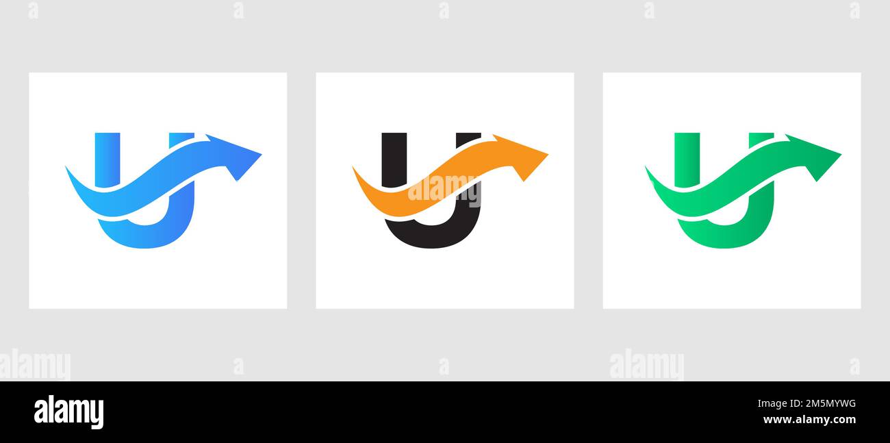 Letter U Finance Logo Concept With Growth Arrow Symbol Stock Vector