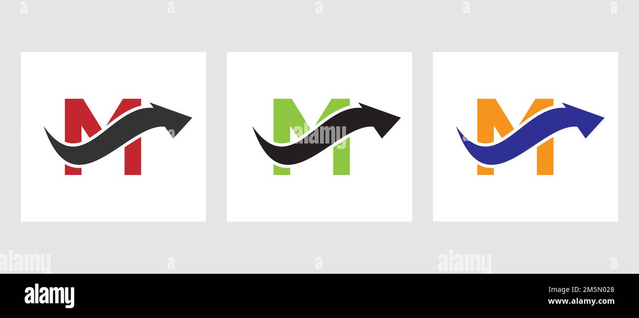 Letter M Finance Logo Concept With Growth Arrow Symbol Stock Vector
