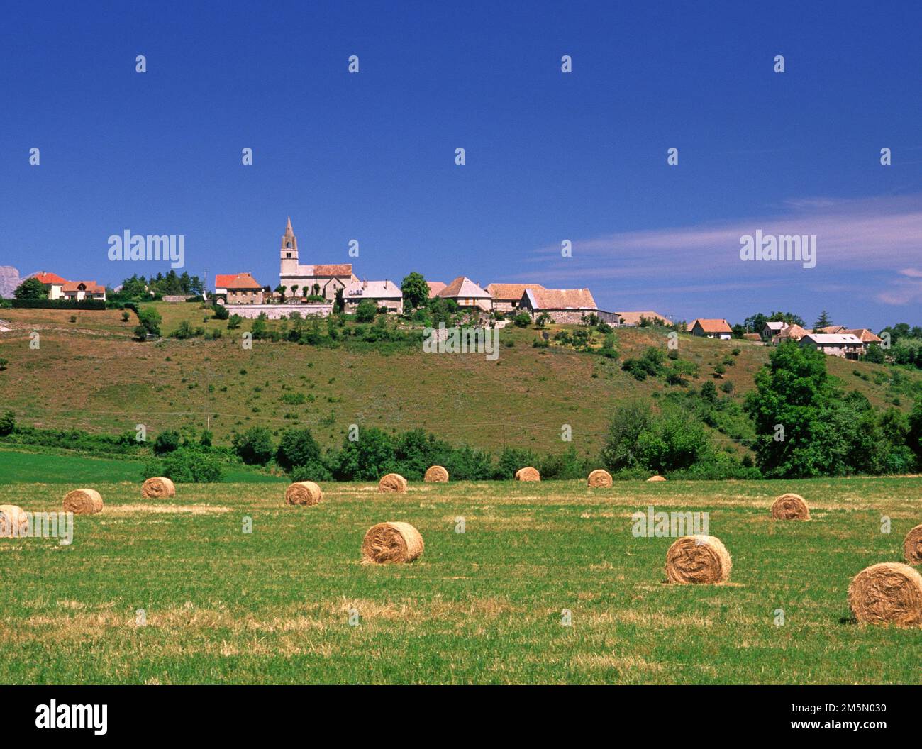 Haystacks after harvest in summer in Trièves Isère Stock Photo - Alamy
