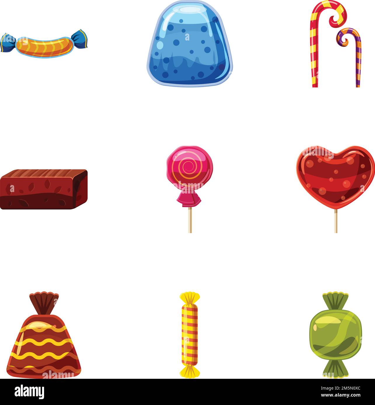 Chocolate candy icons set. Cartoon set of 9 chocolate candy vector ...