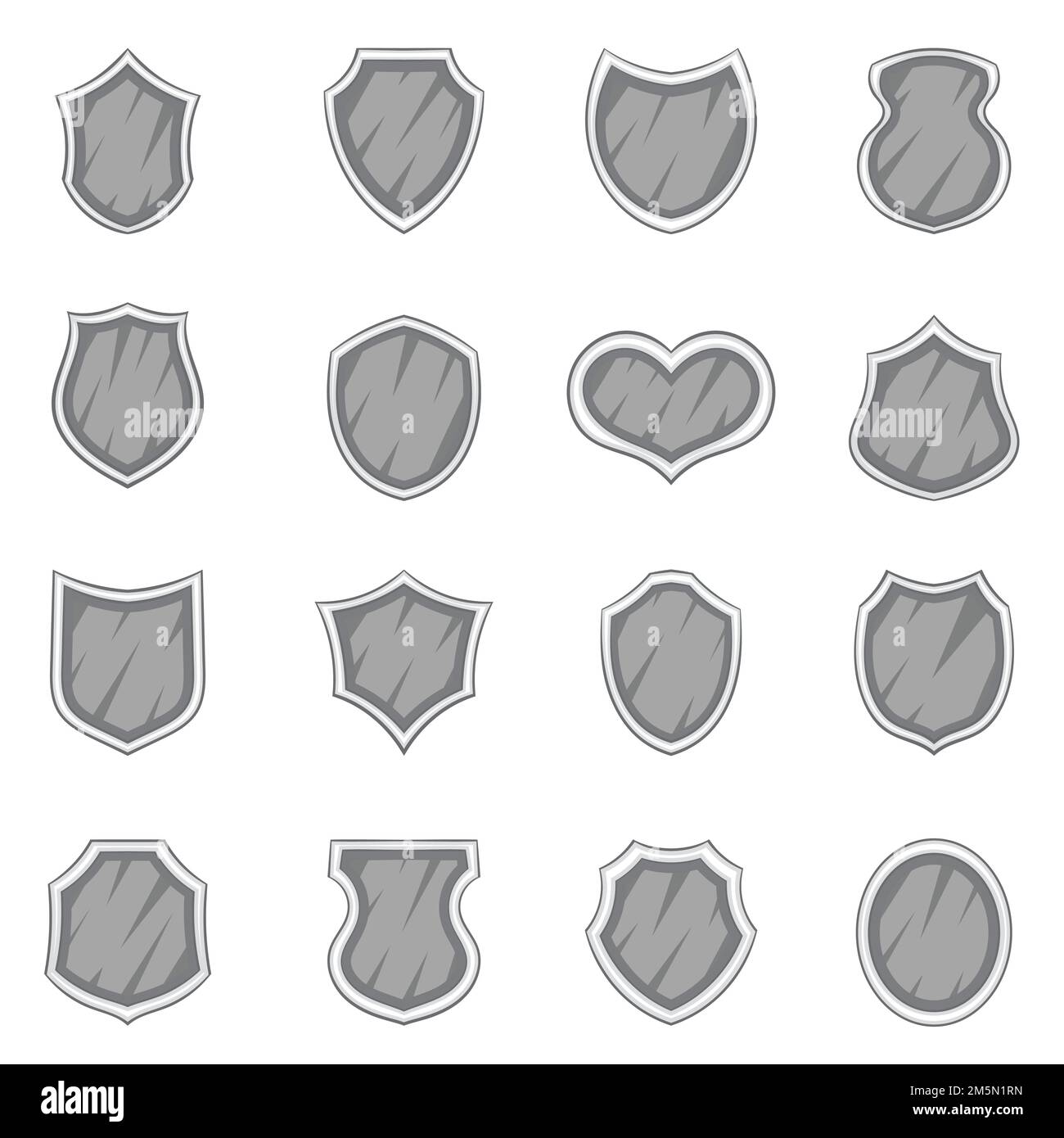 Shield icons set in monochrome style isolated on white background Stock ...