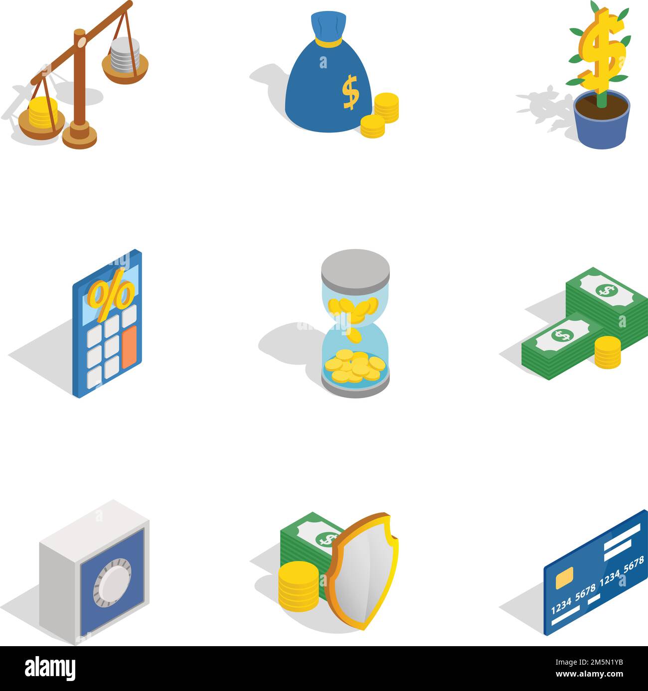 Money and finance icons set. Isometric 3d illustration of 9 money and ...