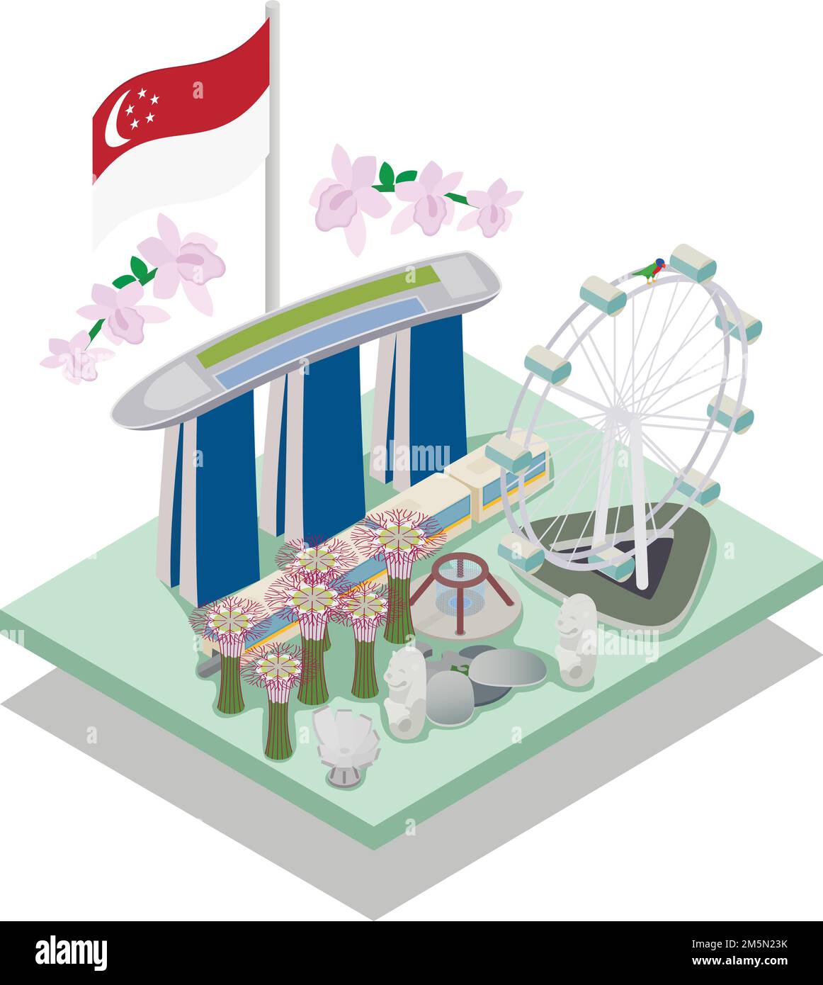 Singapore concept banner. Isometric banner of singapore vector concept