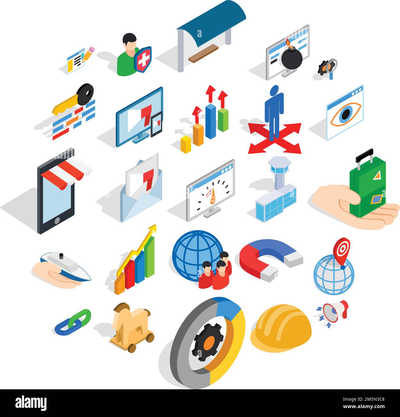 Interface sign icons set. Isometric set of 25 interface sign vector ...