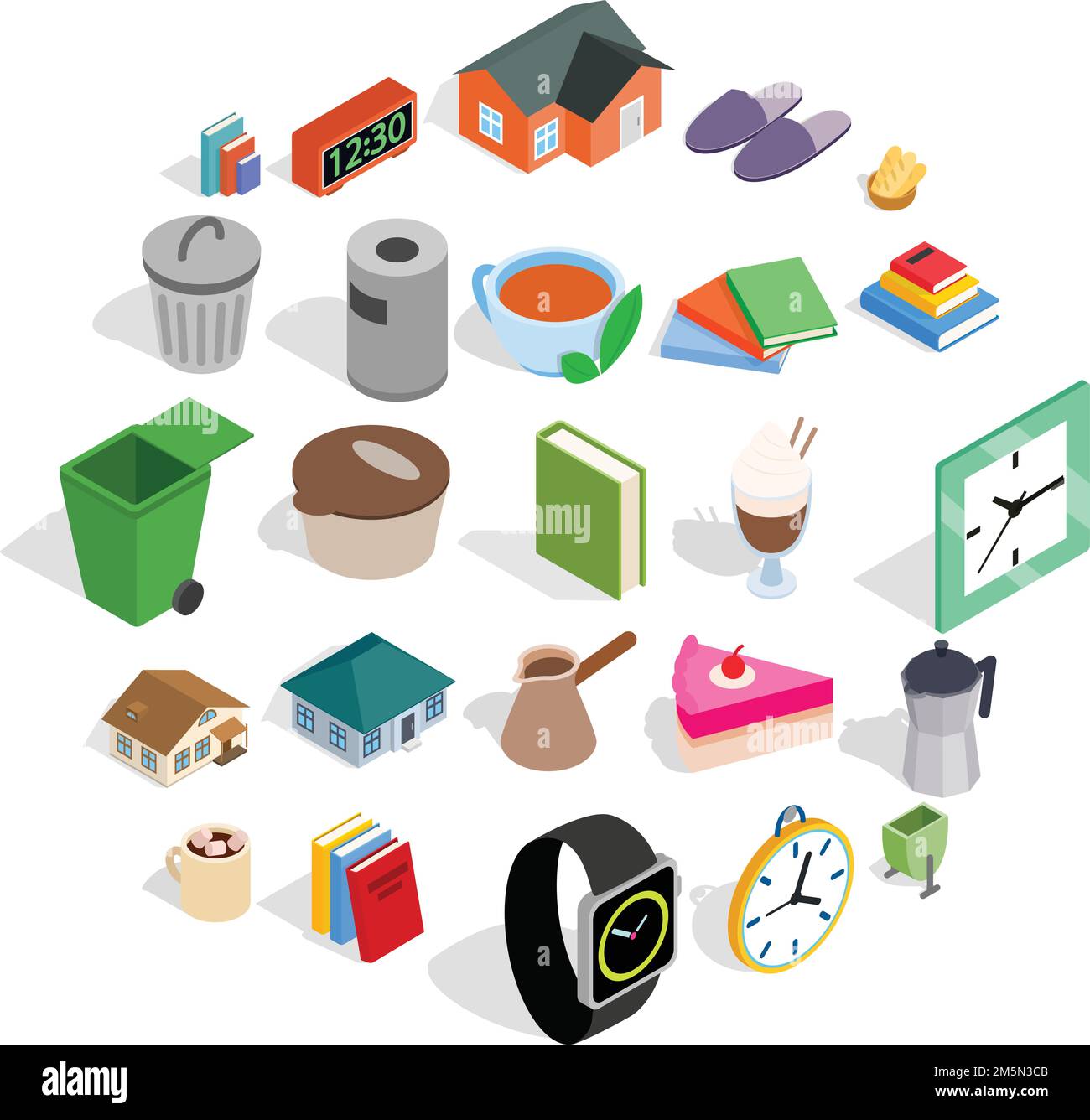 Cottage icons set. Isometric set of 25 cottage vector icons for web ...