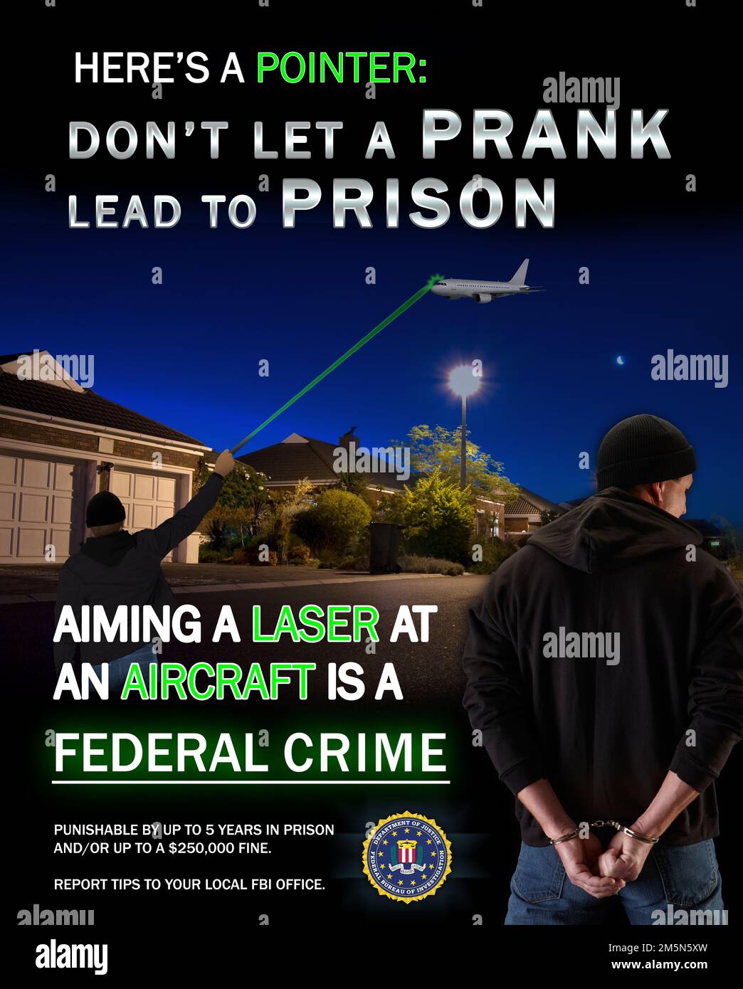 Aiming a laser pointer at an aircraft military, commercial or