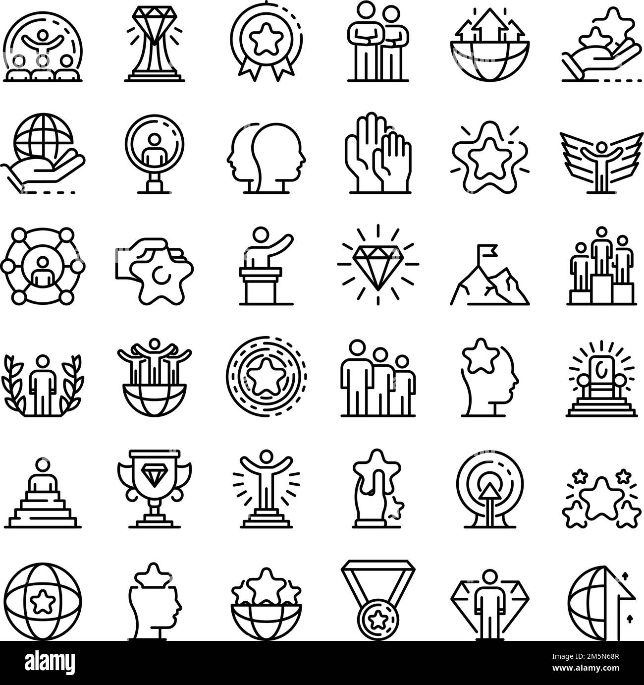 Excellence icons set. Outline set of excellence vector icons for web design isolated on white background Stock Vector