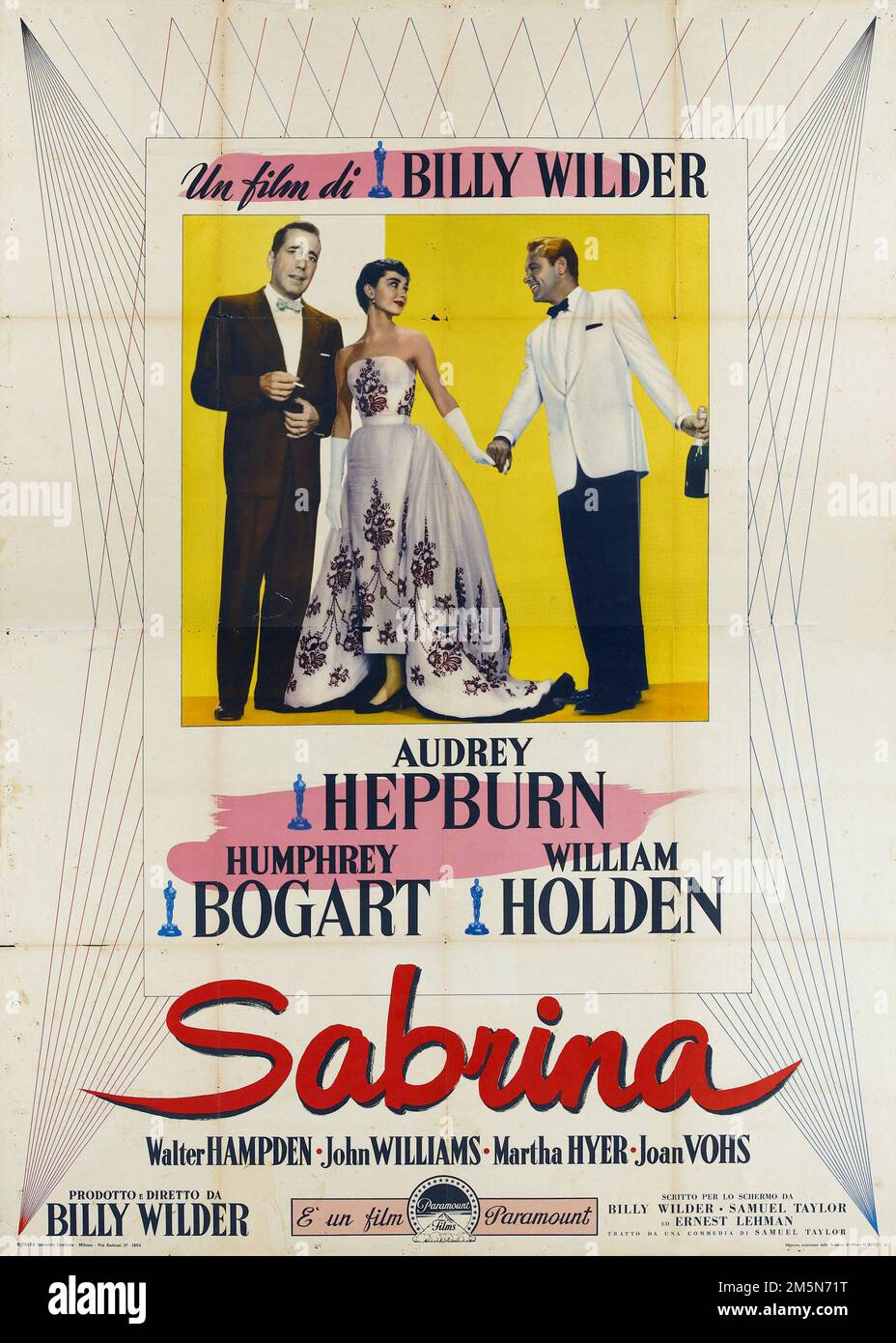 Vintage movie poster, feat Humphrey Bogart, Audrey Hepburn and William Holden - Sabrina (1954) Stock Photo