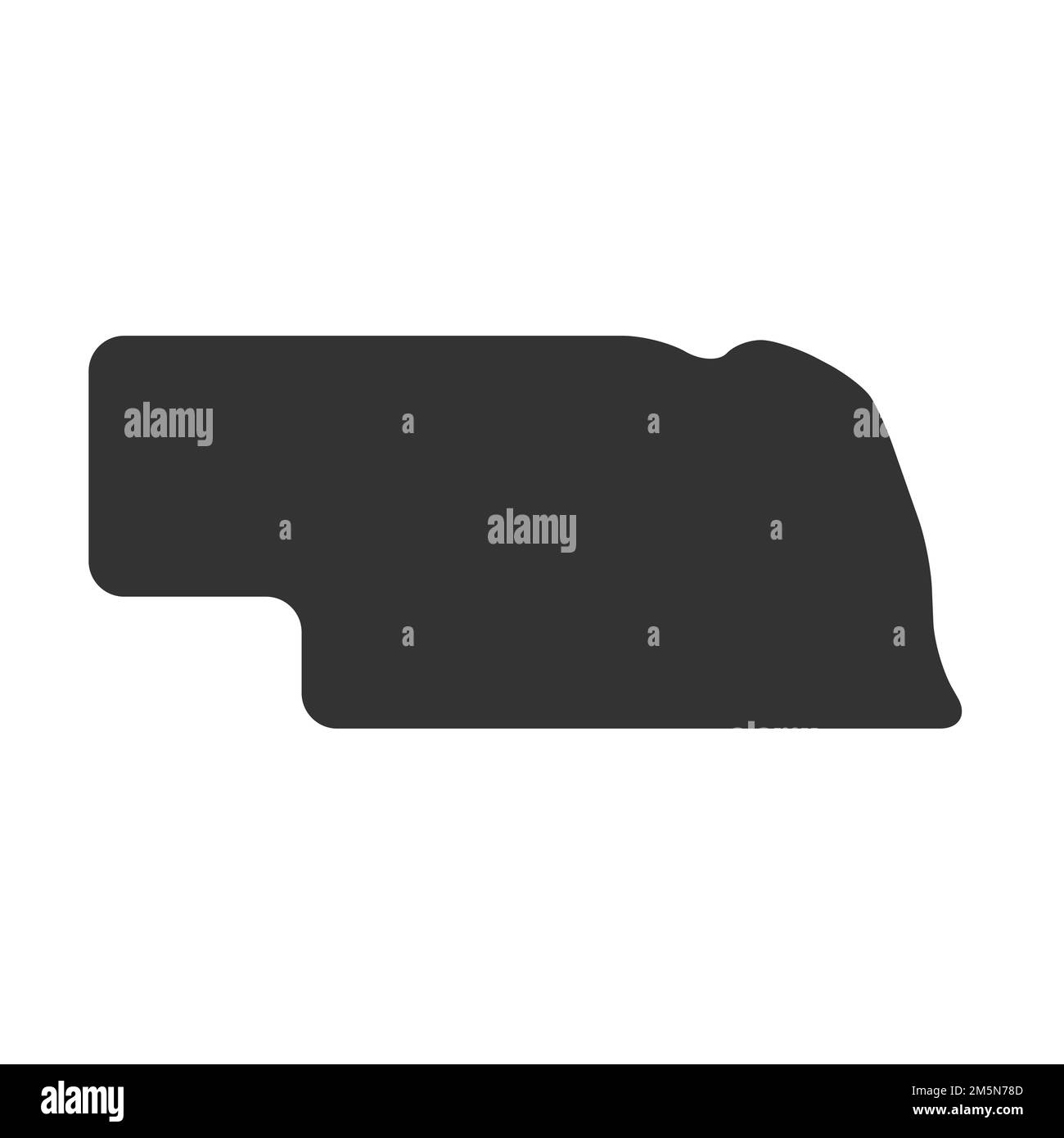 Nebraska state of United States of America, USA. Simplified thick black