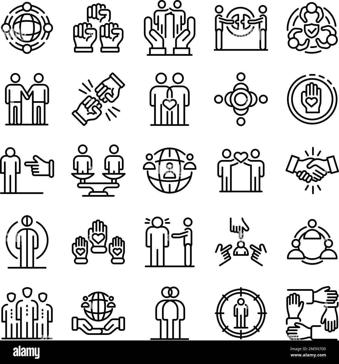 Racism icons set. Outline set of racism vector icons for web design isolated on white background Stock Vector