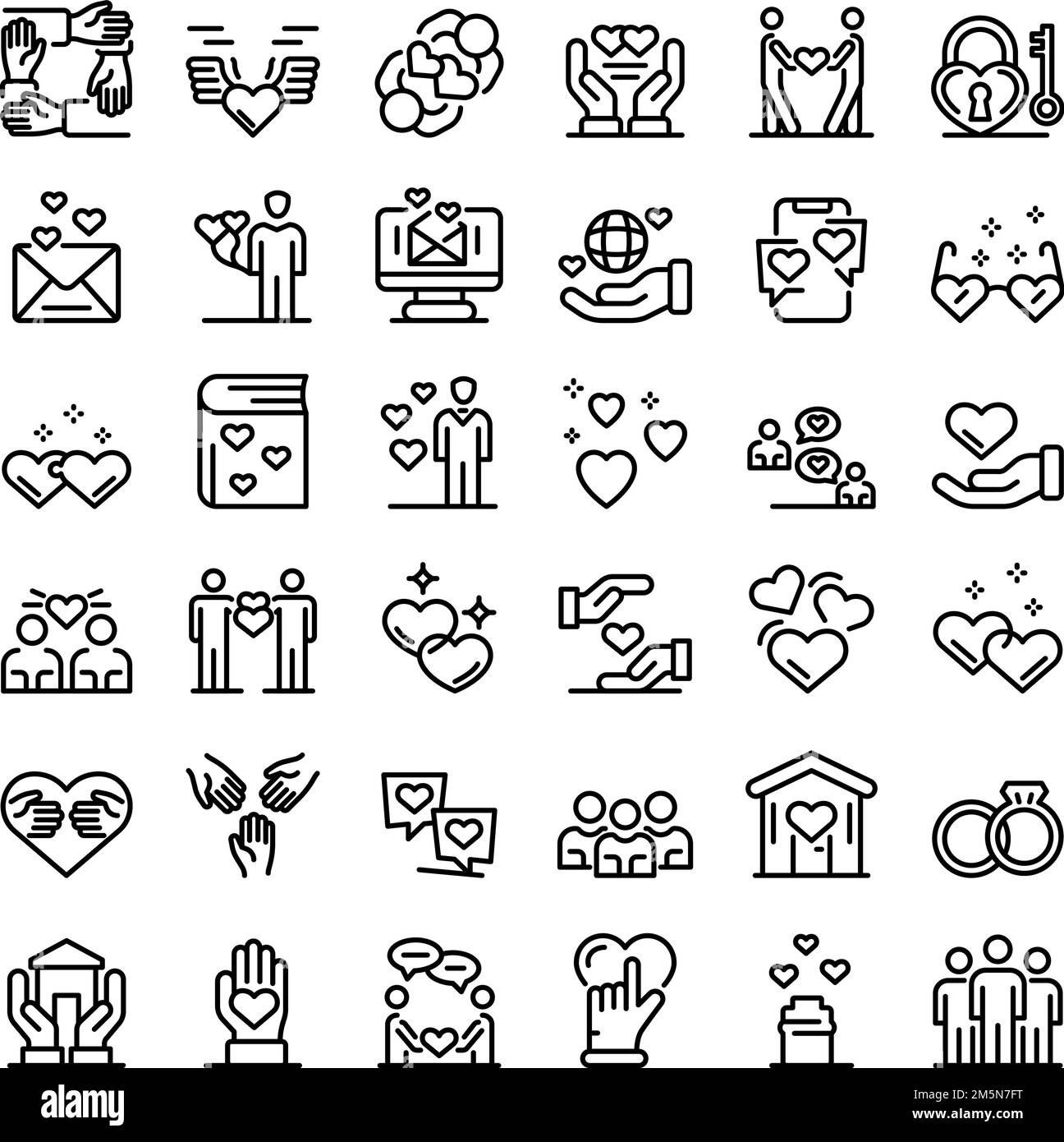 Affection icons set. Outline set of affection vector icons for web ...