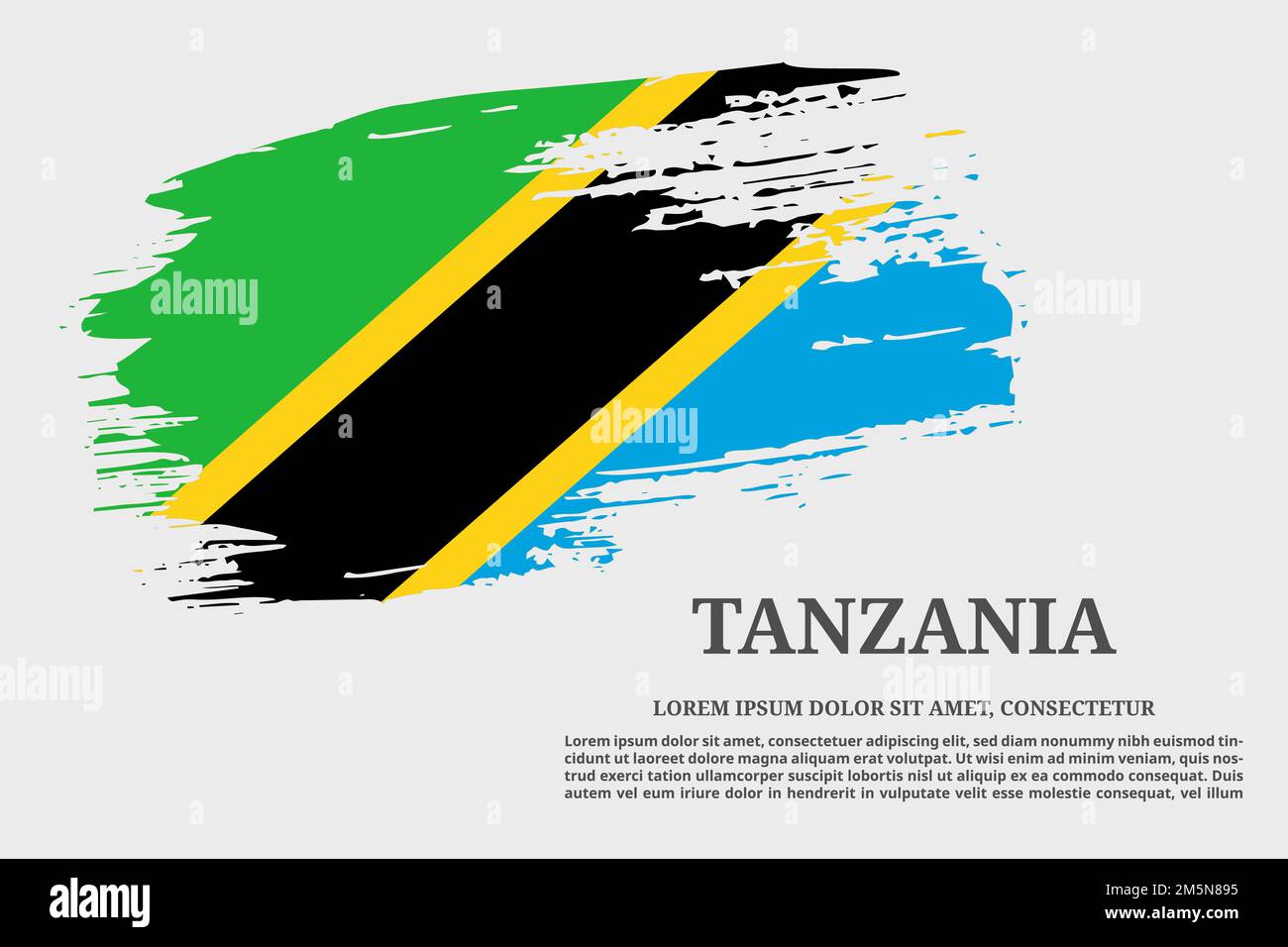 Tanzania flag grunge brush and text poster, vector Stock Vector Image ...