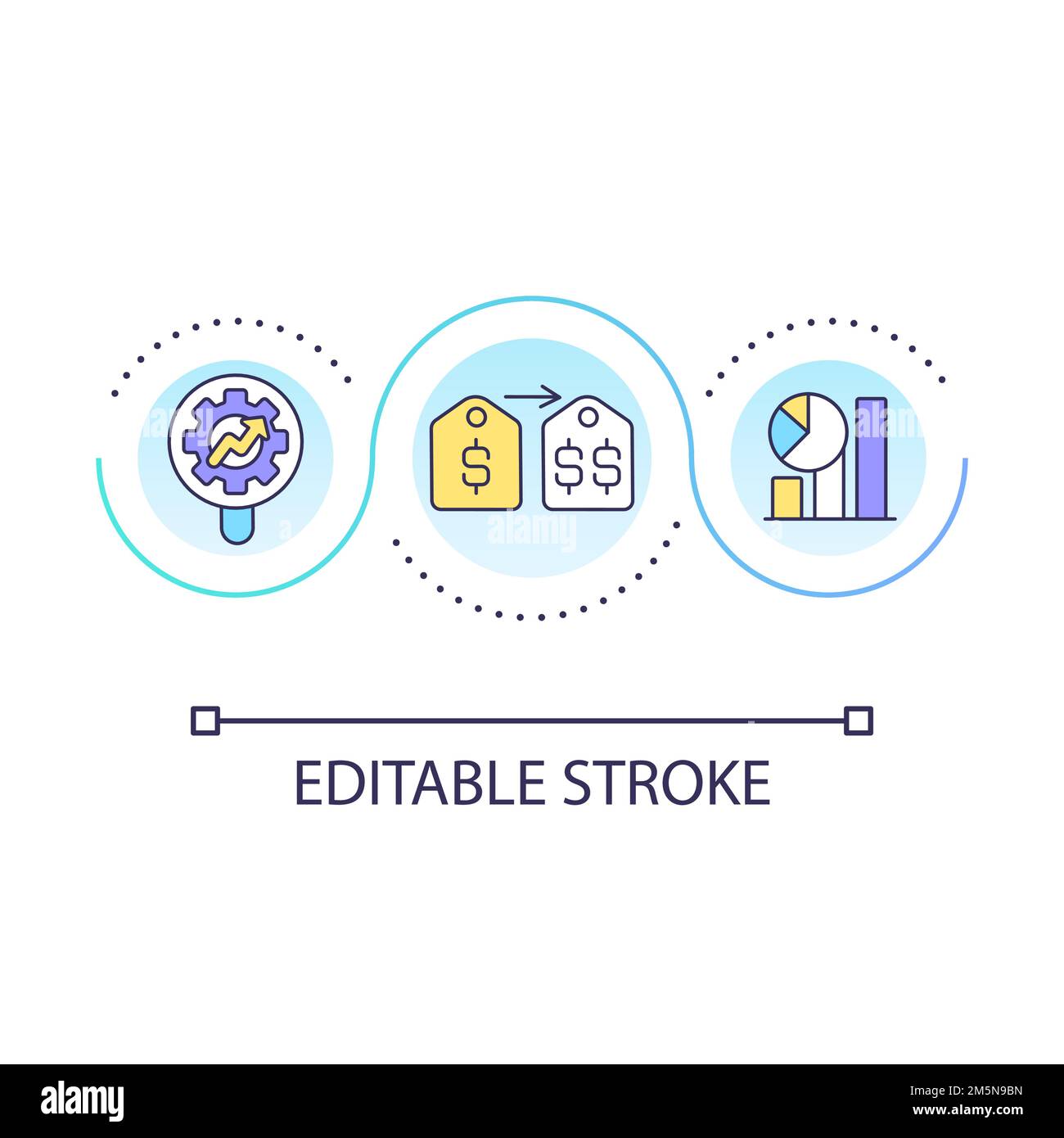 Price analytics loop concept icon Stock Vector