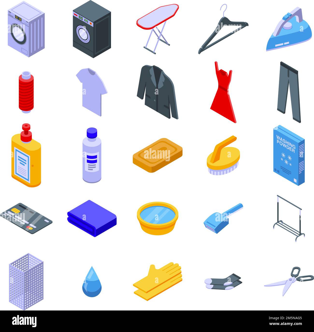 Dry cleaning icons set. Isometric set of dry cleaning vector icons for