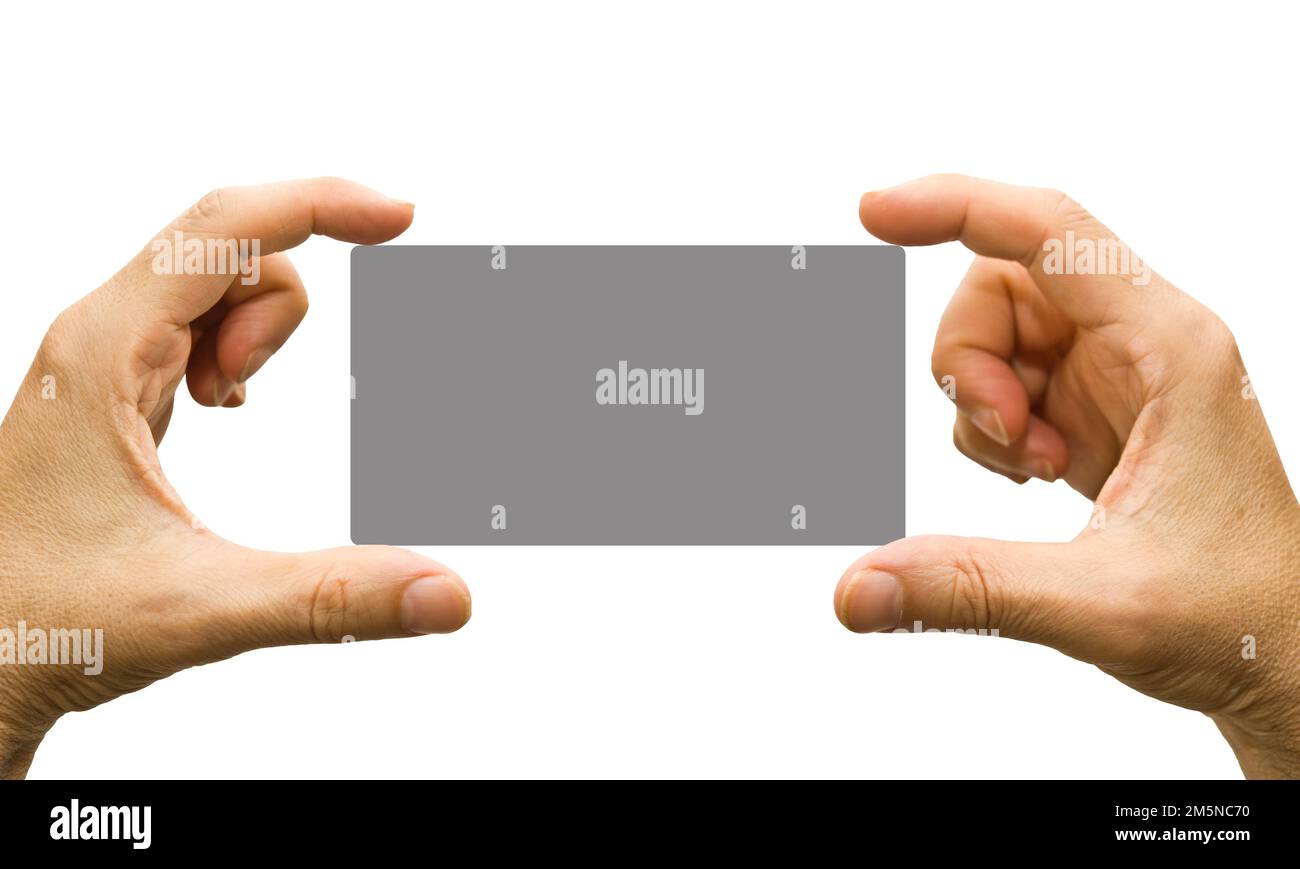 hands holding a blank tag Stock Photo