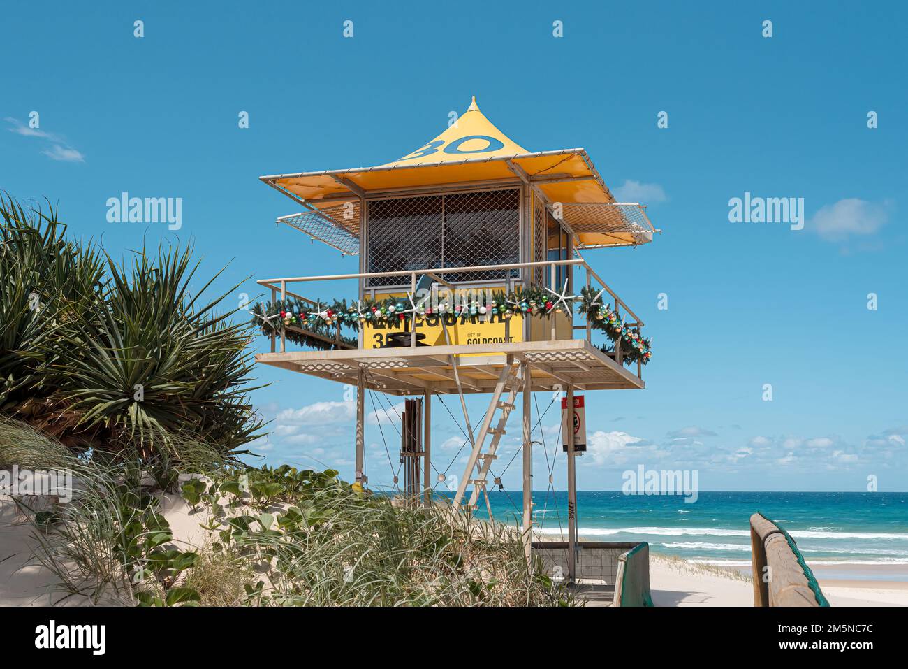 GOLD COAST, QUEENSLAND,AUSTRALIA DECEMBER 21st 2022, Surf lifesavers lookout tower with