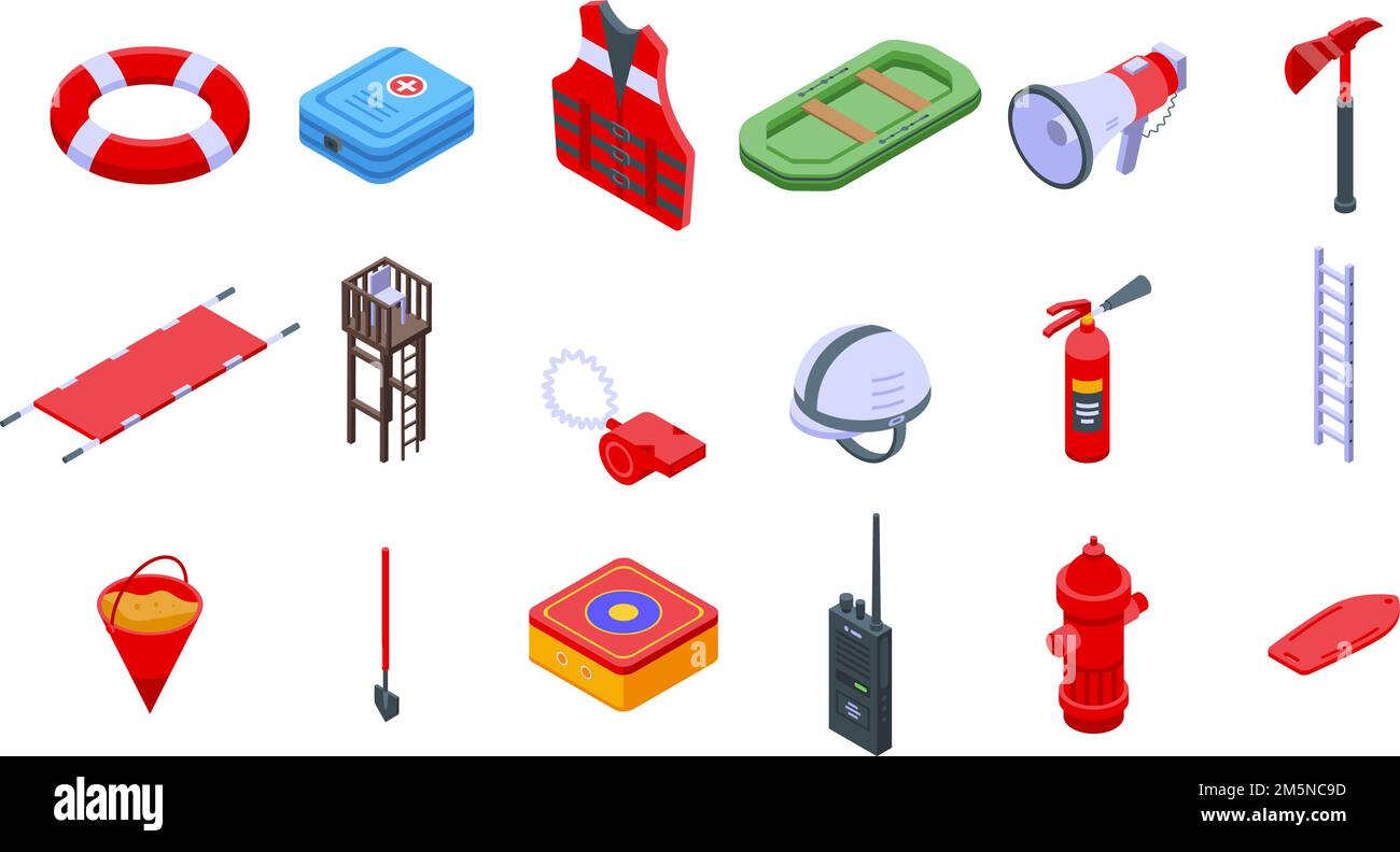 Rescuer icons set. Isometric set of rescuer vector icons for web design ...