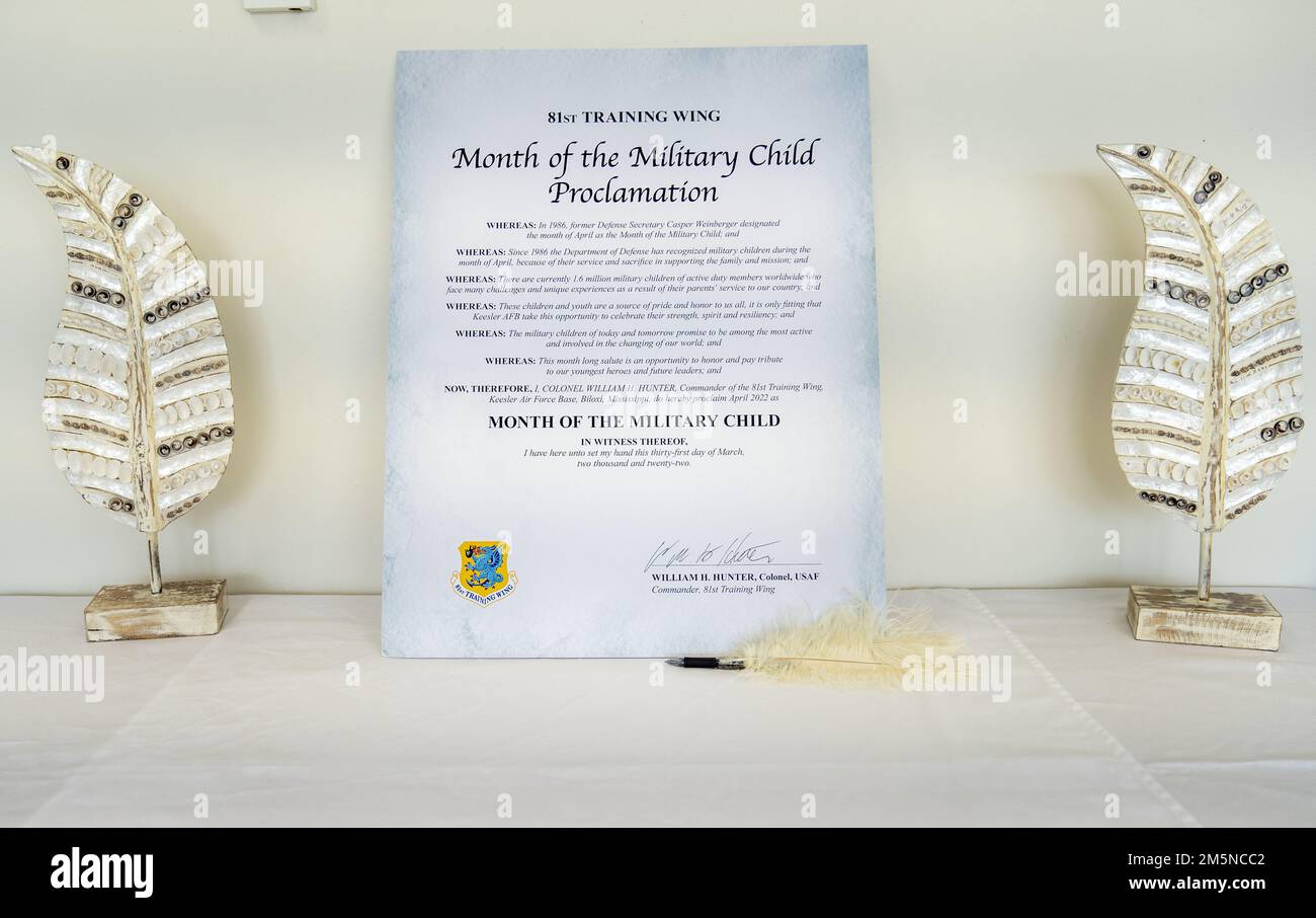 The Month of the Military Child proclamation is displayed in the Child ...