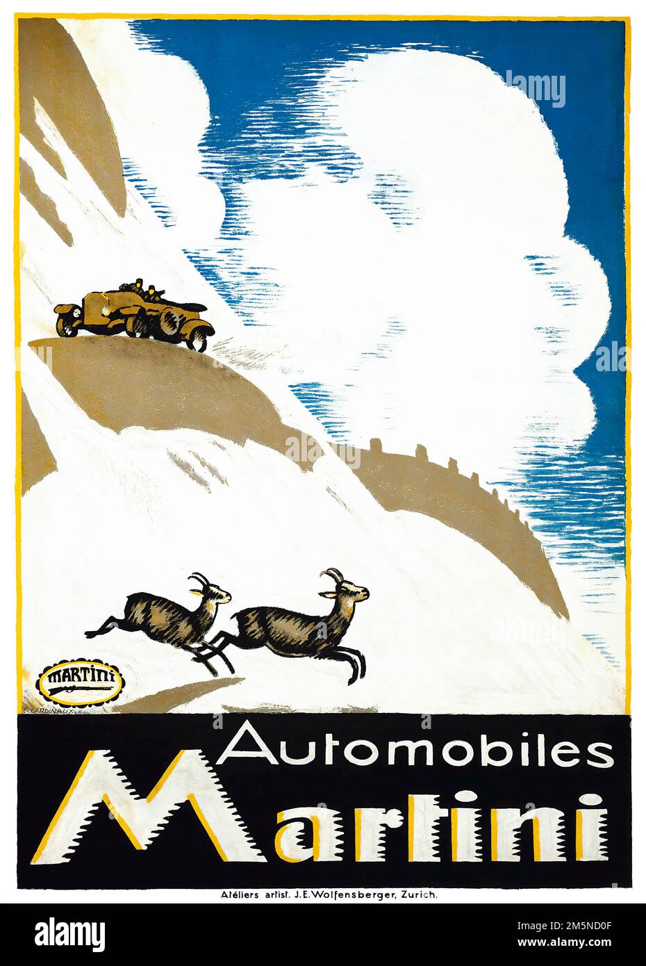 Vintage car poster - Emil Cardinaux (1877-1936) AUTOMOBILES MARTINI Stock Photo