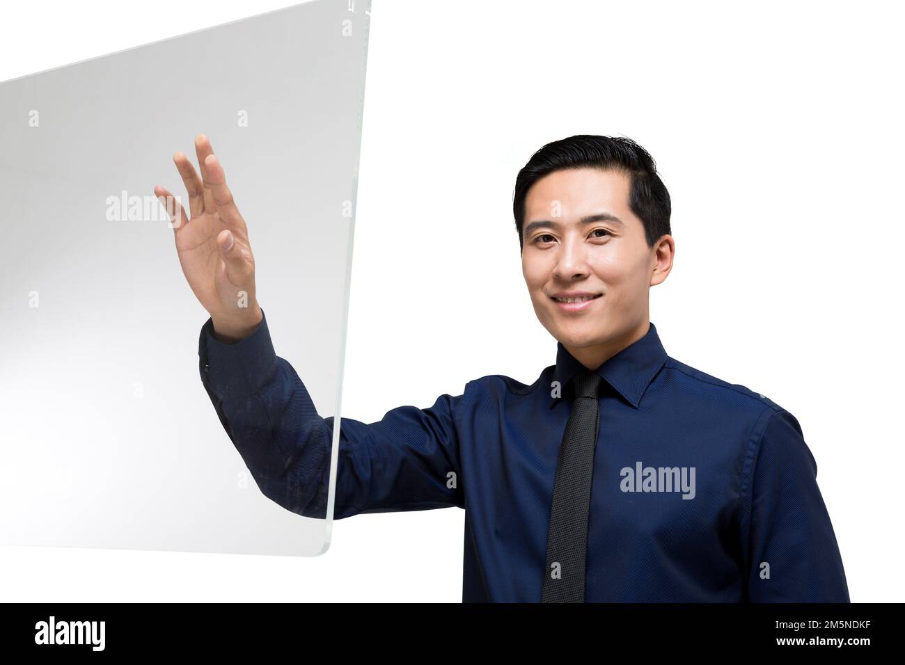 Take science and technology business men to use touch screen tent Stock ...