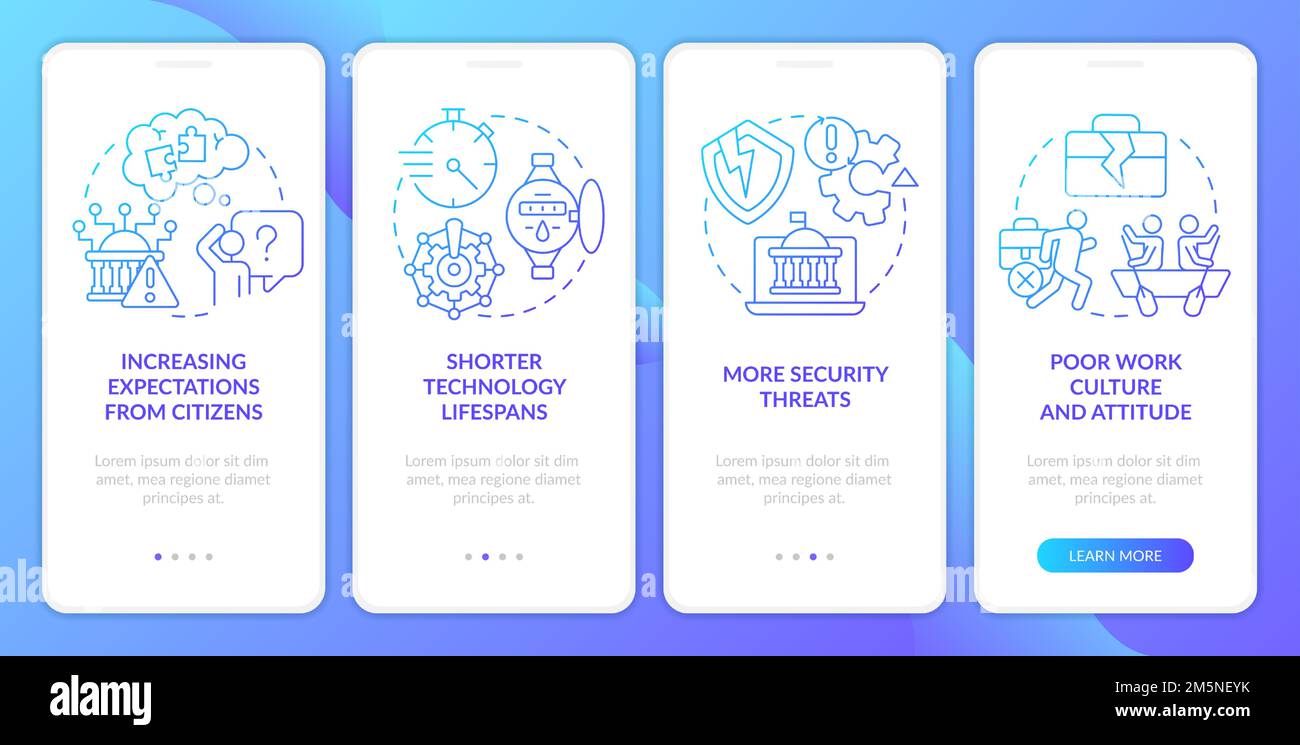 Modern public sector issues blue gradient onboarding mobile app screen ...