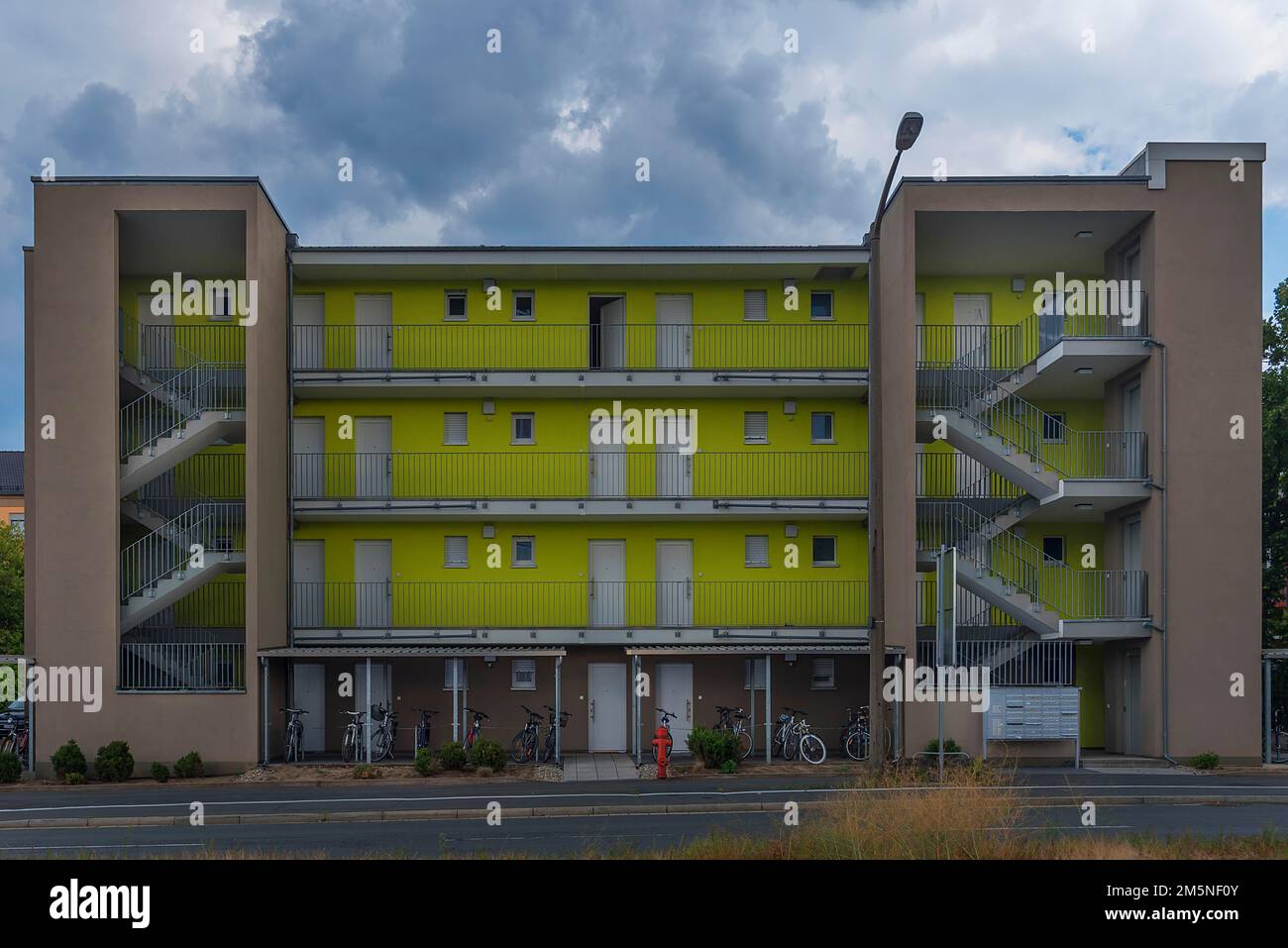Apartment building with open staircases, Erlangen, Bavaria, Germany