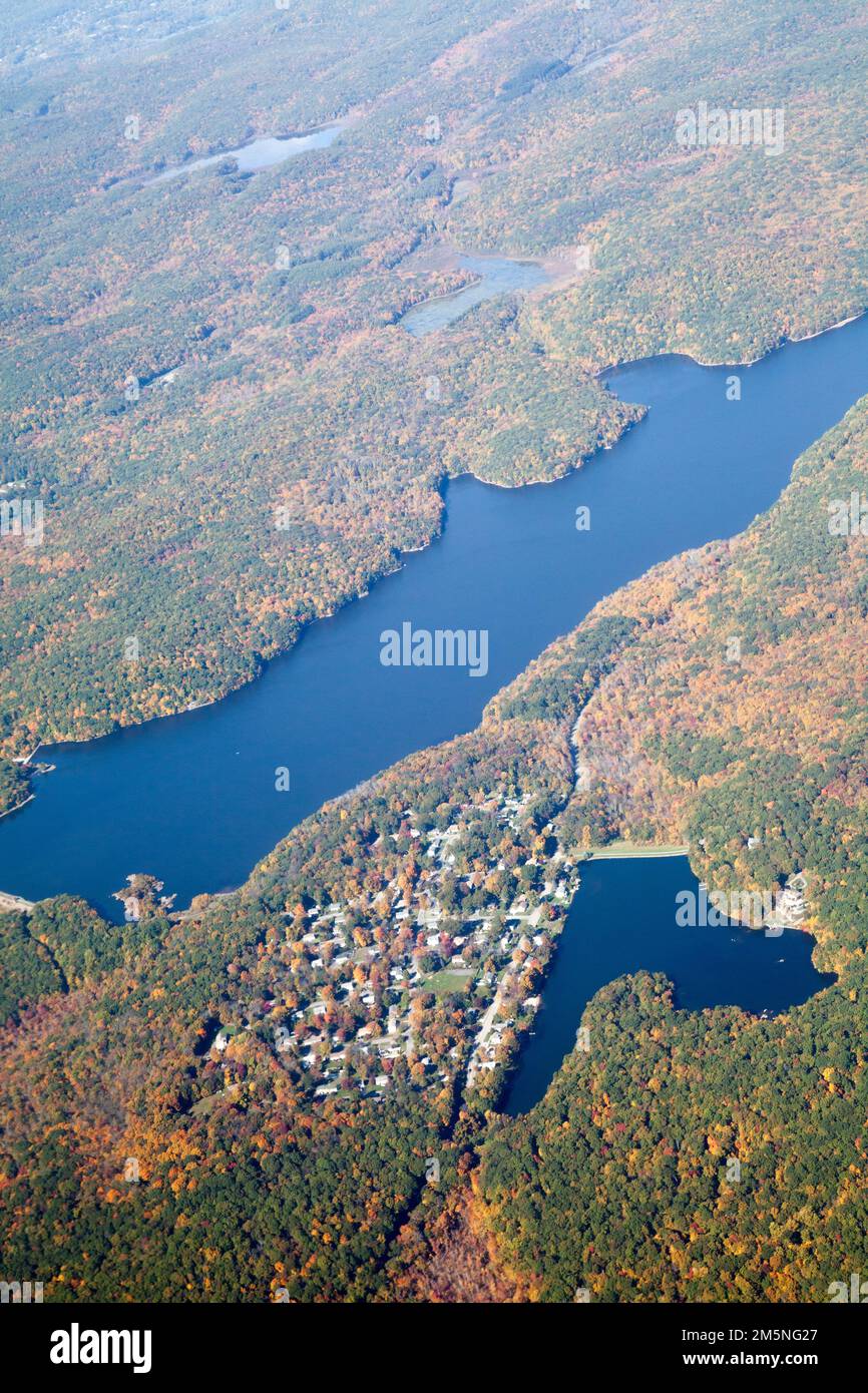 View From Air of Lakes over Northern New Jersey , USA Stock Photo