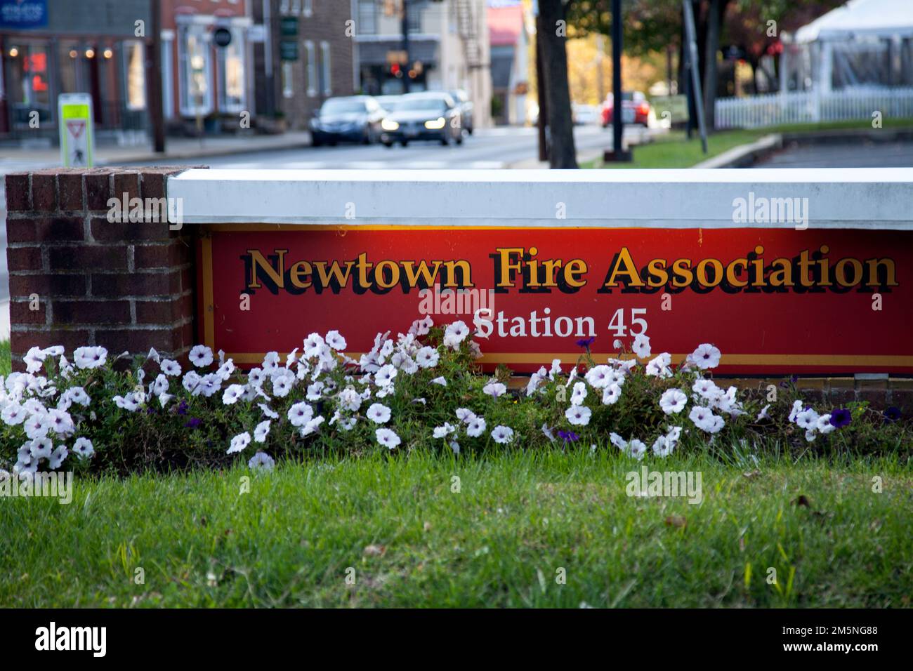 Newtown Fire Association Station 45 Sign, Newtown -Pennsylvania - USA Stock Photo