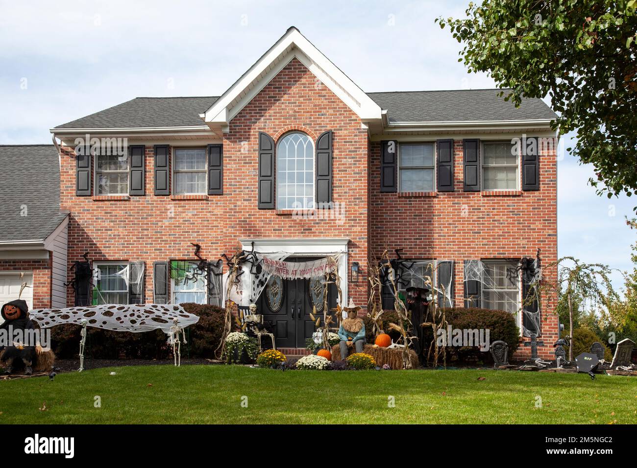 Halloween Decoration in Front Yard of House in Upper Makefield Township