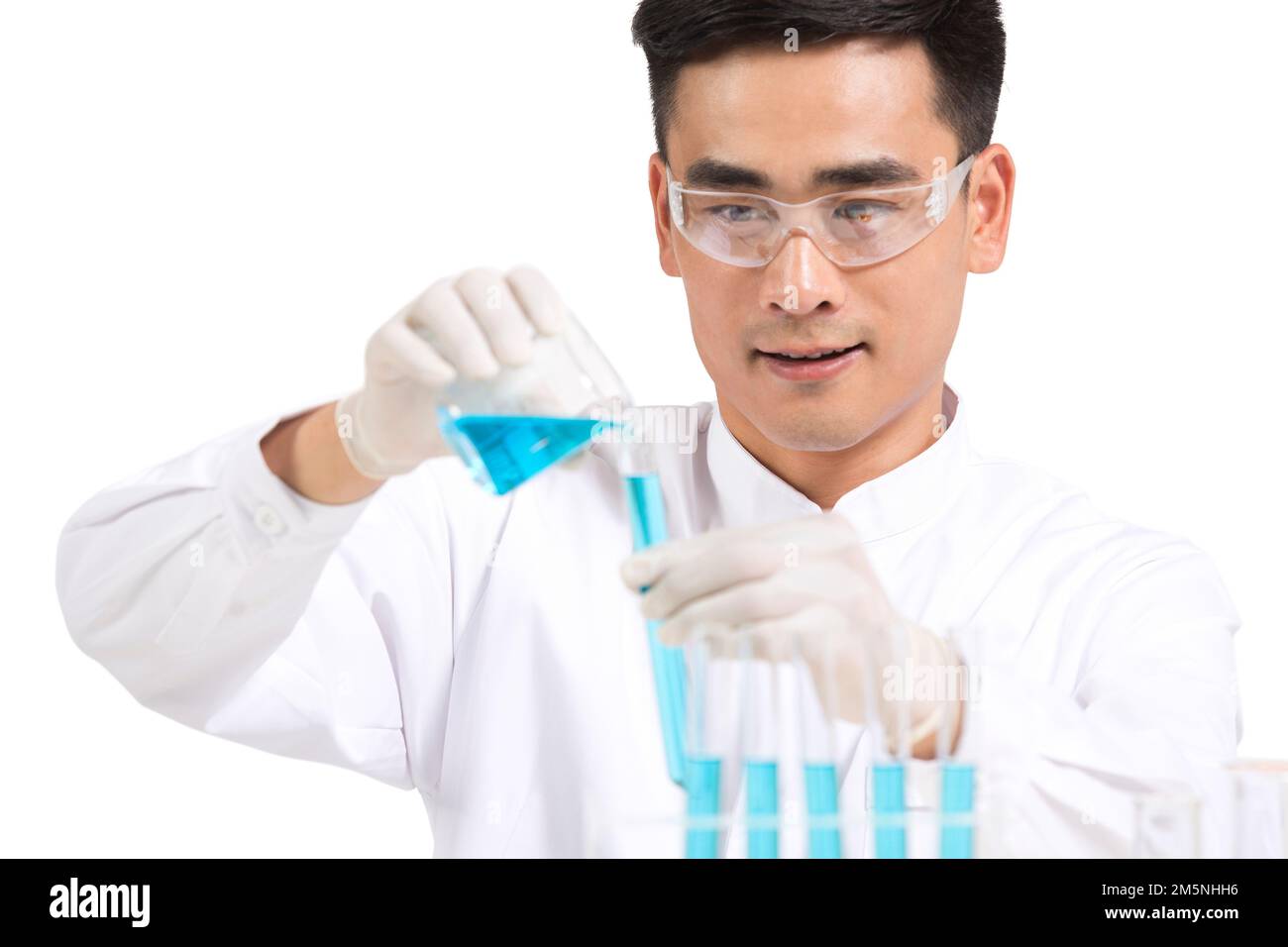 The reagent male scientists observed in vitro Stock Photo