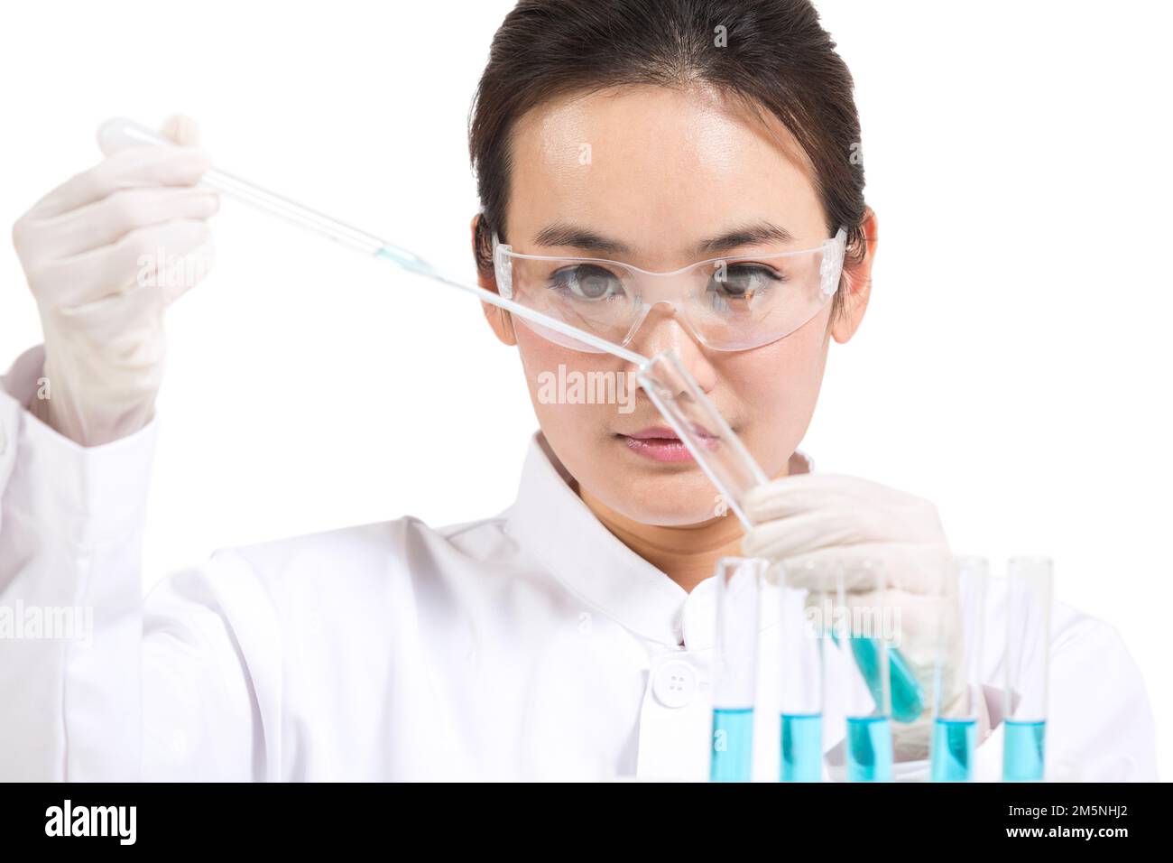The reagent women scientists observed in vitro Stock Photo