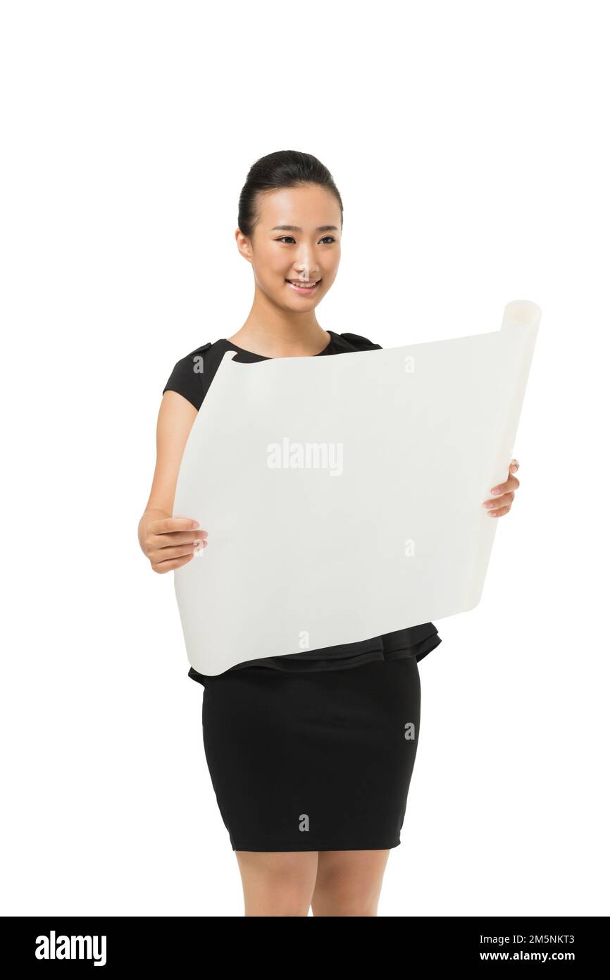 Female architect with drawings Stock Photo