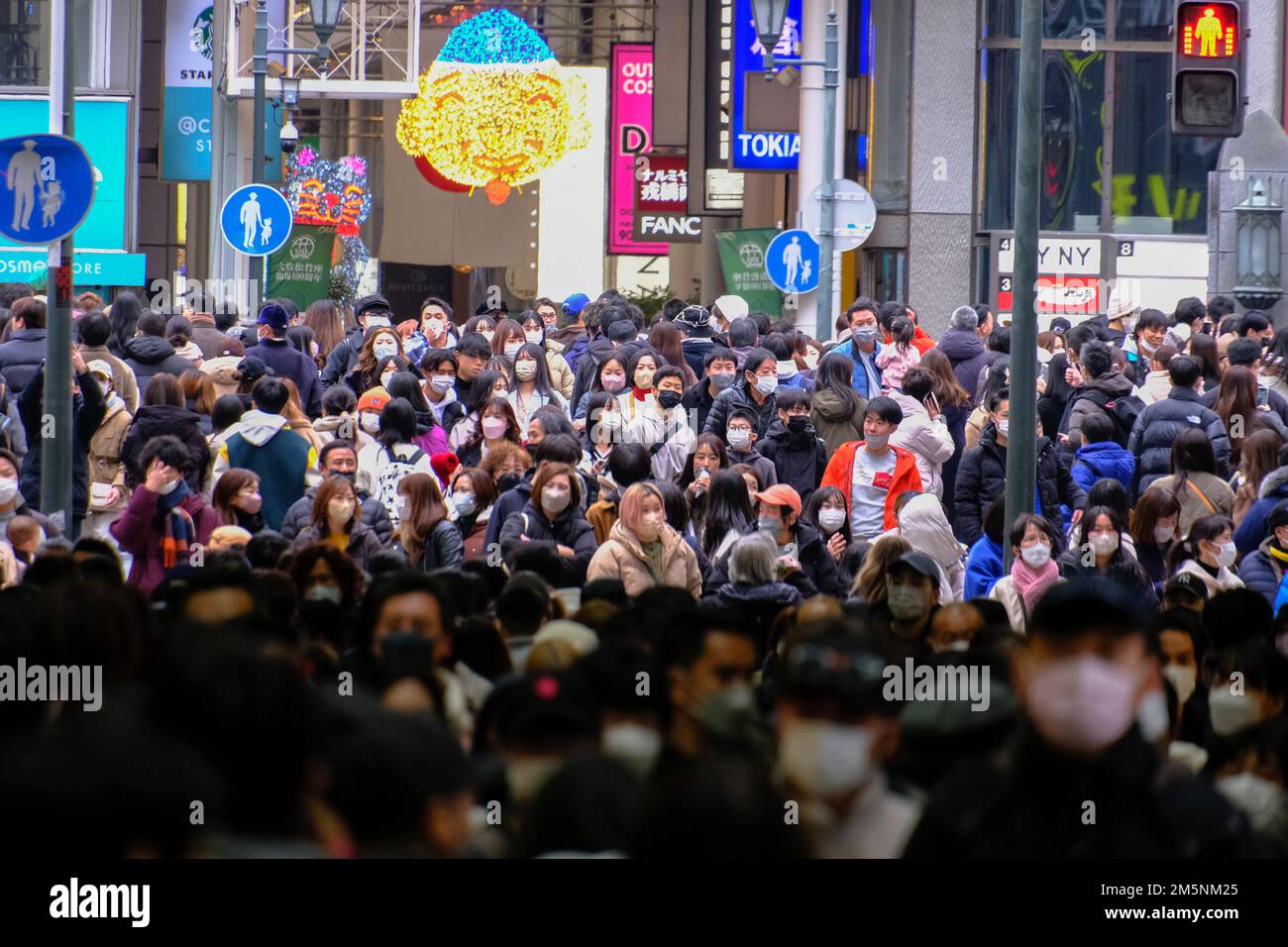 Osaka, Japan. 30th Dec, 2022. People shop along the streets of Shinsaibashi in Osaka, Japan. Shinsaibashi is a narrow street market filled with more than 500 retailers based near Ueno station. Every year shoppers came to the popular spot to buy food for the New Year celebration. Credit: SOPA Images Limited/Alamy Live News Stock Photo