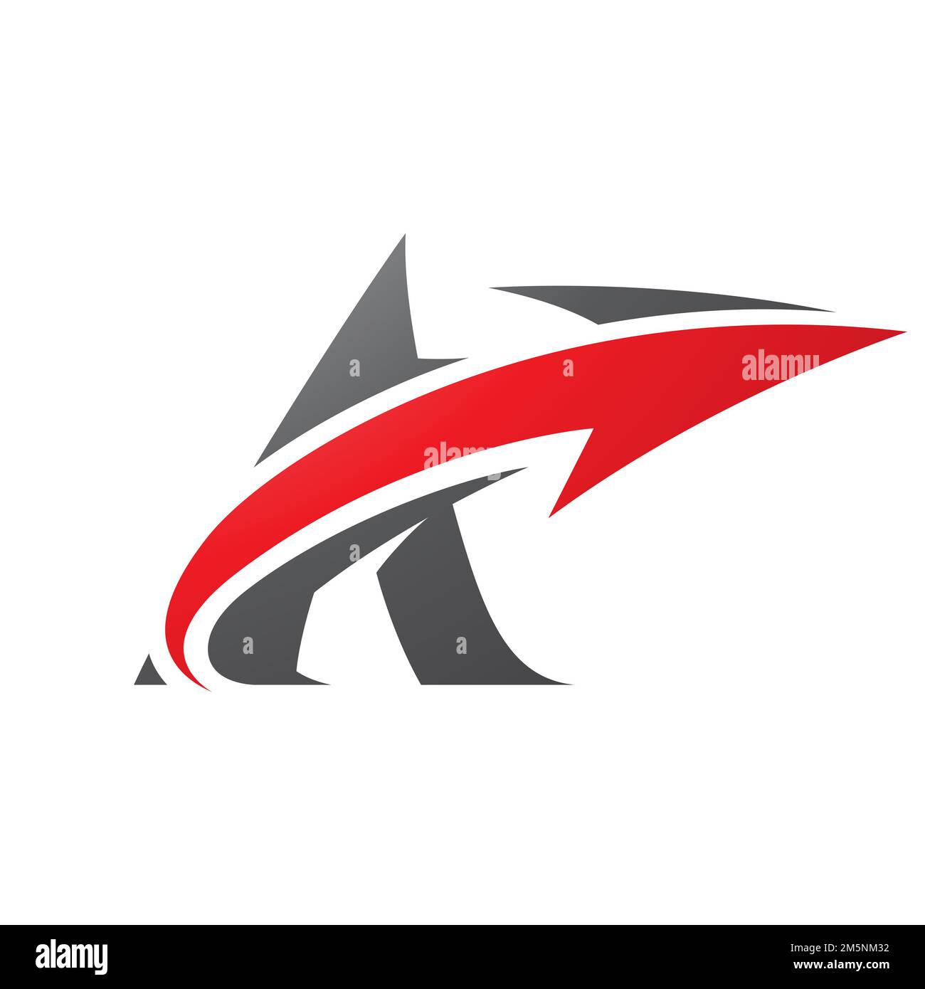 Red Arrows Lettering Illustration of Bold Curvy Black Letter A with a Red Arrow isolated on ...